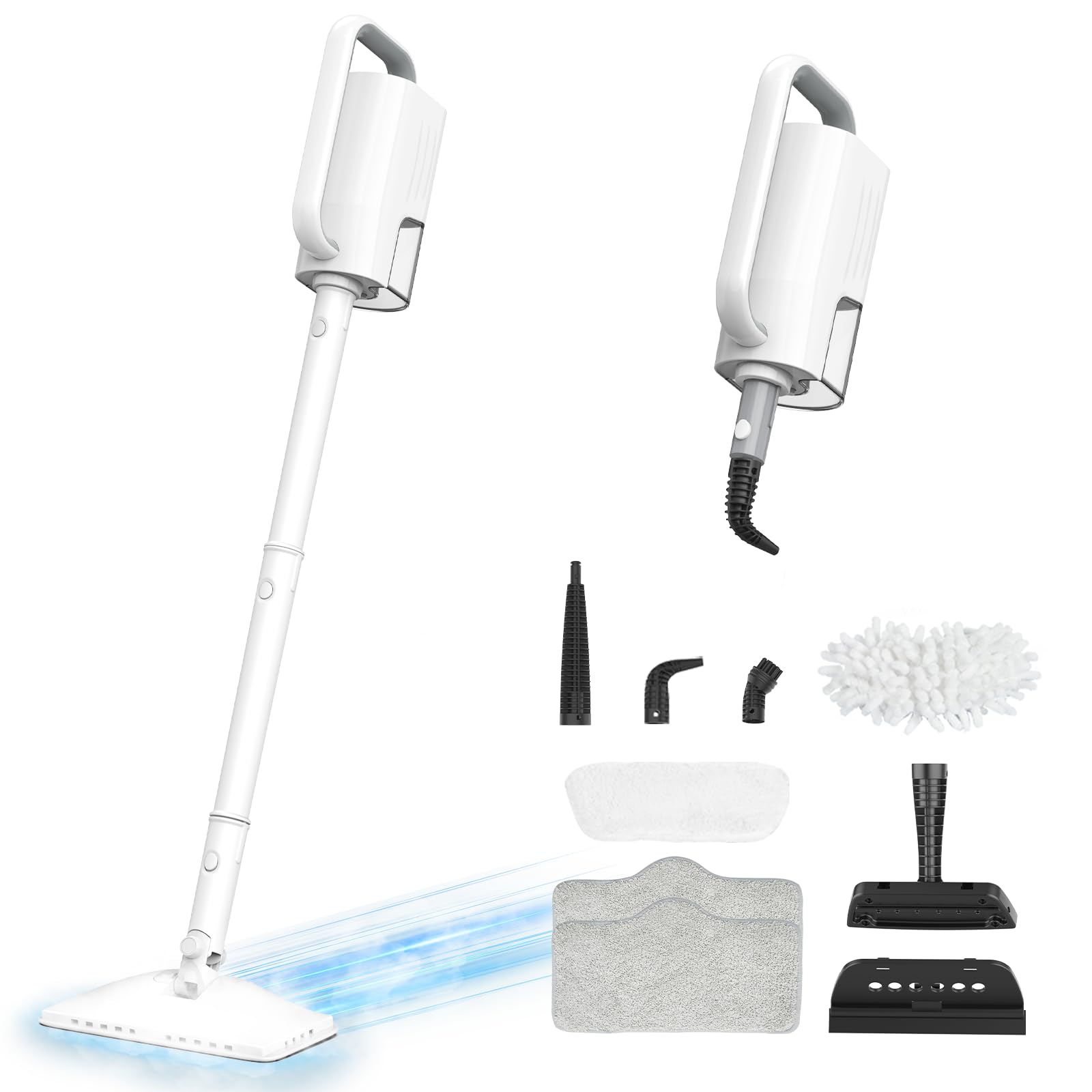 6in1 1200W Rotatable Steam Mop, MultiSurface Steam Cleaner with 2 Modes, 400ML Tank, 23FT Cord, 2 Washable Pads for Hard Floo