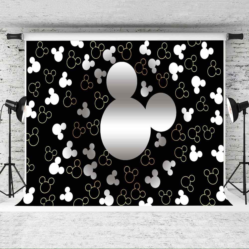 Eoalor Eoa 7(W) X5(H) Ft Cartoon Mouse Pattern Silver Black Golden Photography Backdrop Stylish Kids Birthday Party Background C