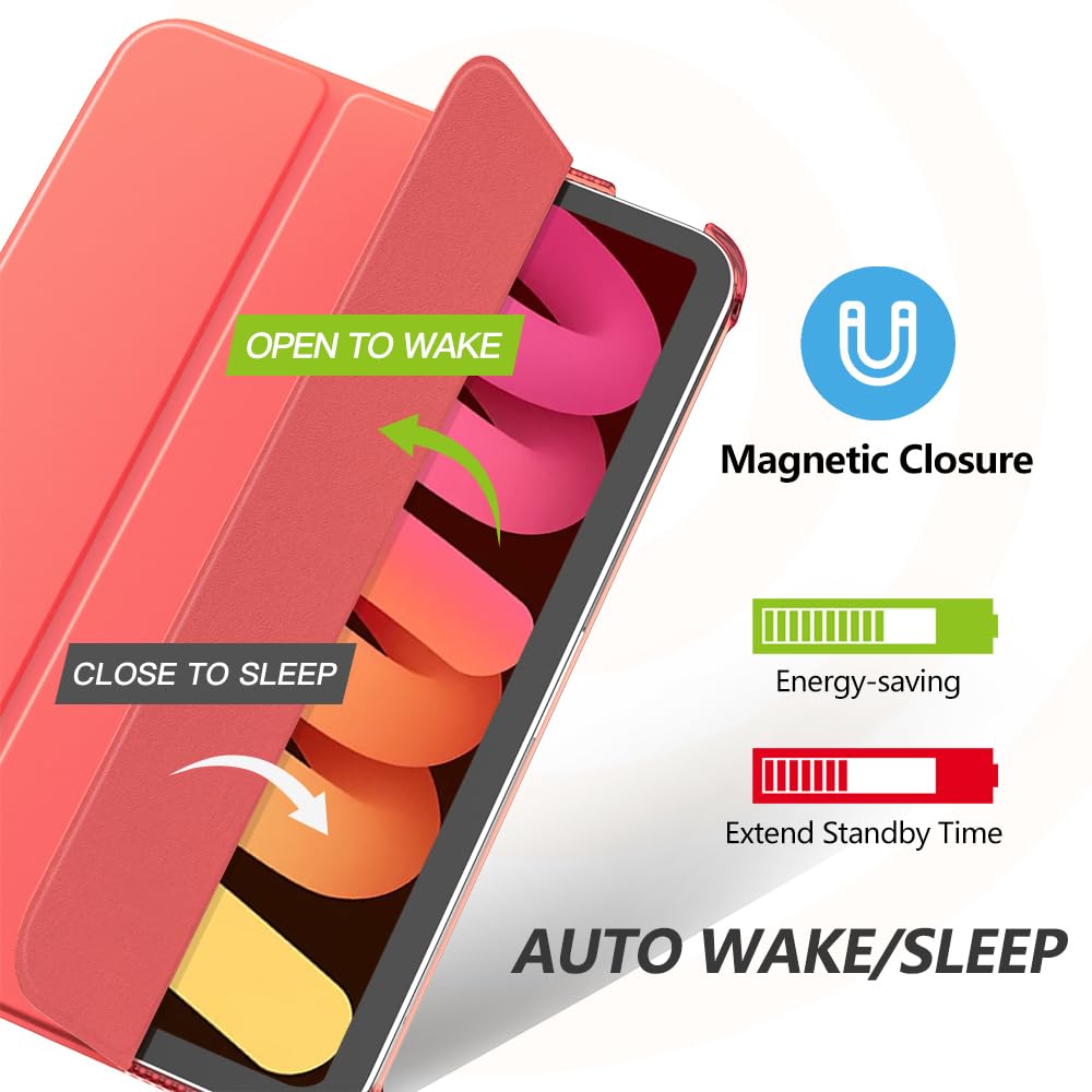 MoKo for iPad Mini 7 (A17 Pro) Case 2024,iPad Mini 6 Case 2021,8.3 inch iPad Mini 7th/6th Generation Case,Slim Lightweight Hard Back Shell Stand Cover for iPad Mini 2024 with Touch ID, Tangerine