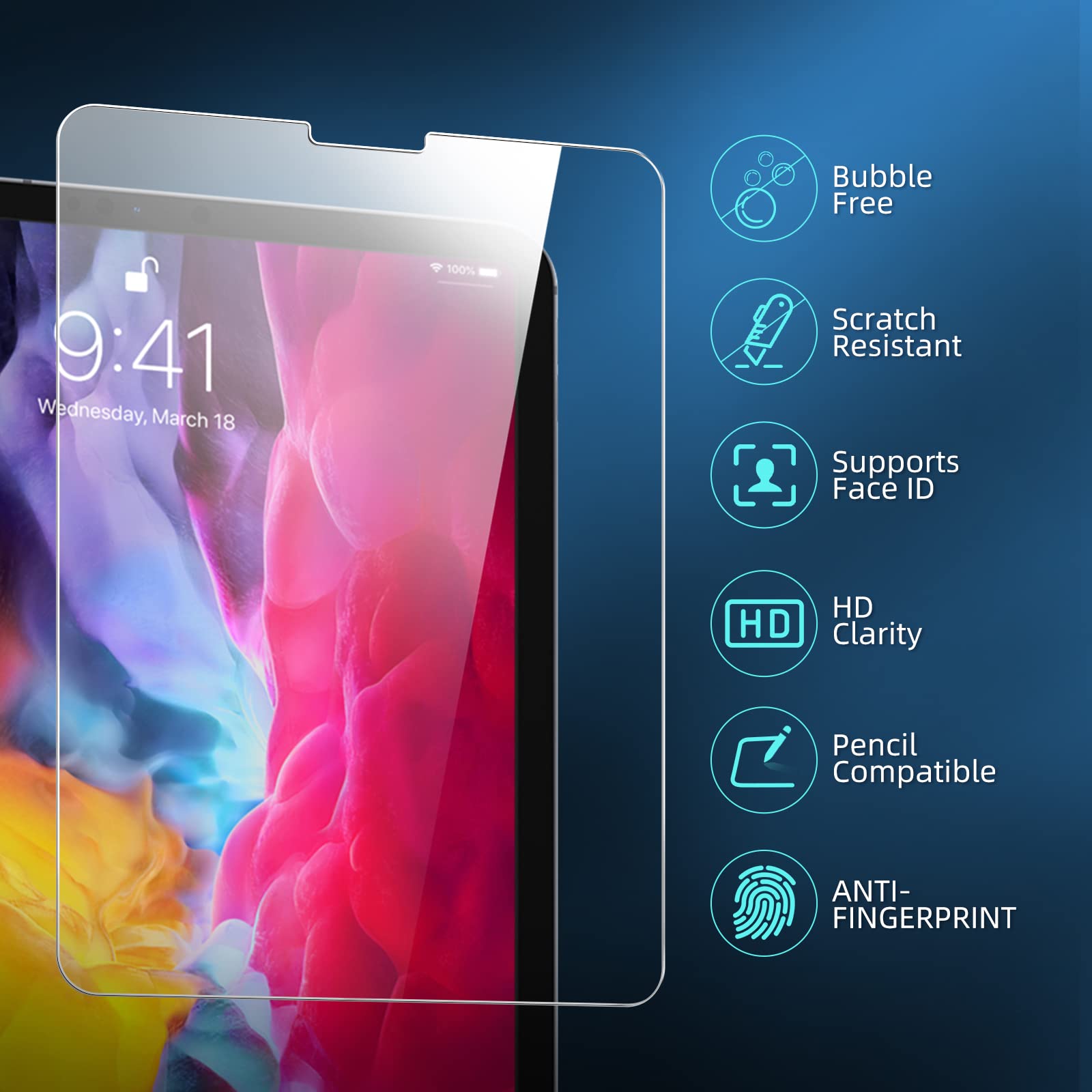 New'C 2 Pack Designed For Ipad Air 5/4 10.9 Inch (2022/2020), Ipad Pro 11 Inch (2022/2021/2020/2018) Screen Protector Tempered G