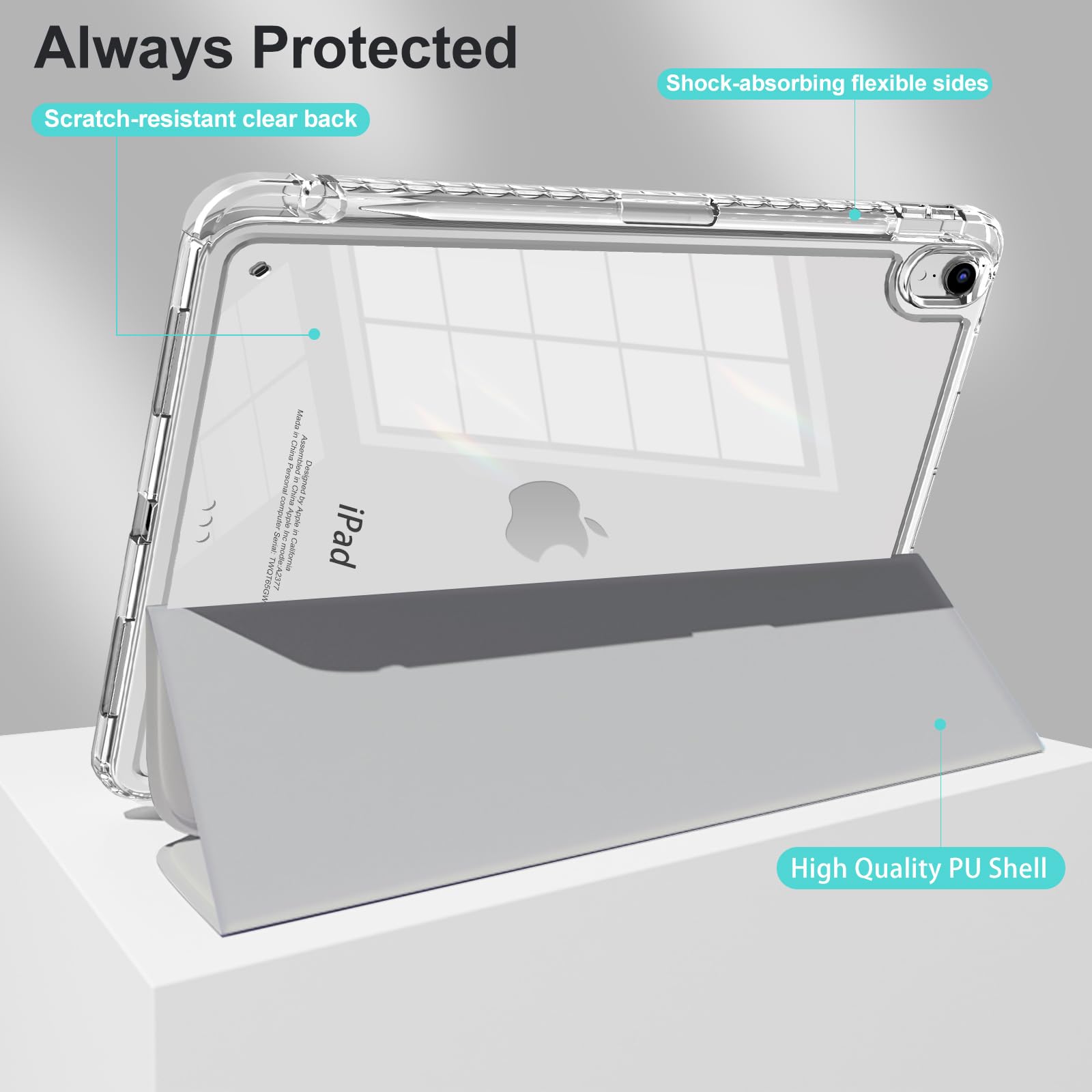 Mygroo For Ipad Air 11Inch Generation Case 2024/2025 M3/2 With Pencil Holder, Air5Th Generation Case, Slim Smart Cover With Clea