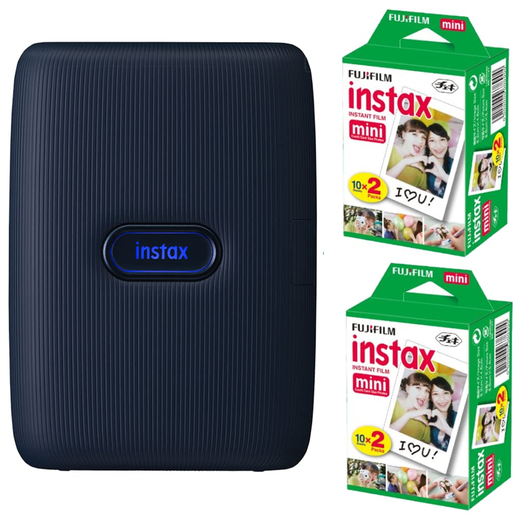 Fujifilm Instax Mini Link Smartphone Printer (Space Blue) + Fuji Instax Mini Film (40 Sheets)   Instax Mini Link Printer Bundle