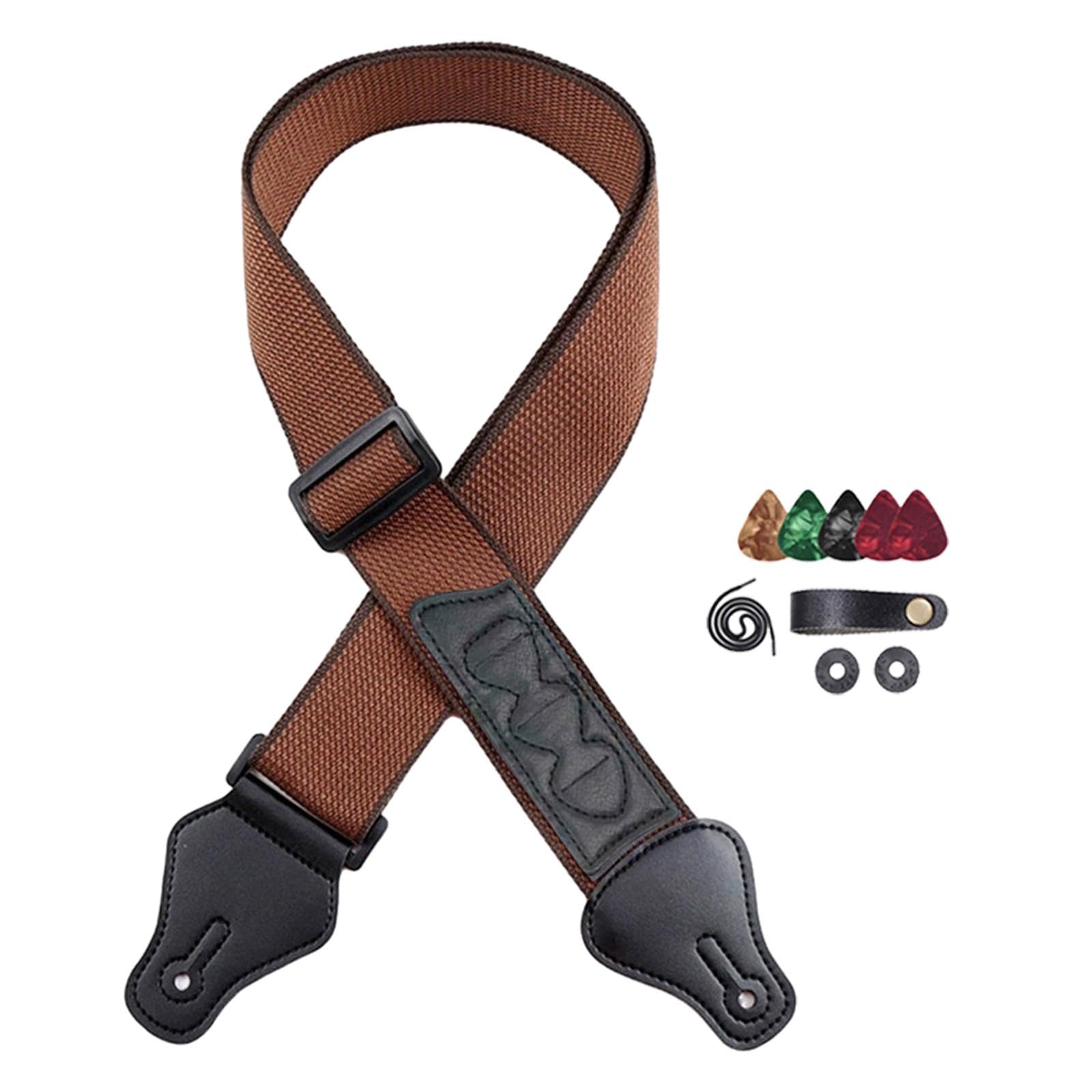 MYADDICTION Guitar Strap with Pick Holders Guitar Shoulder Straps Belts for Bass Guitars Khaki