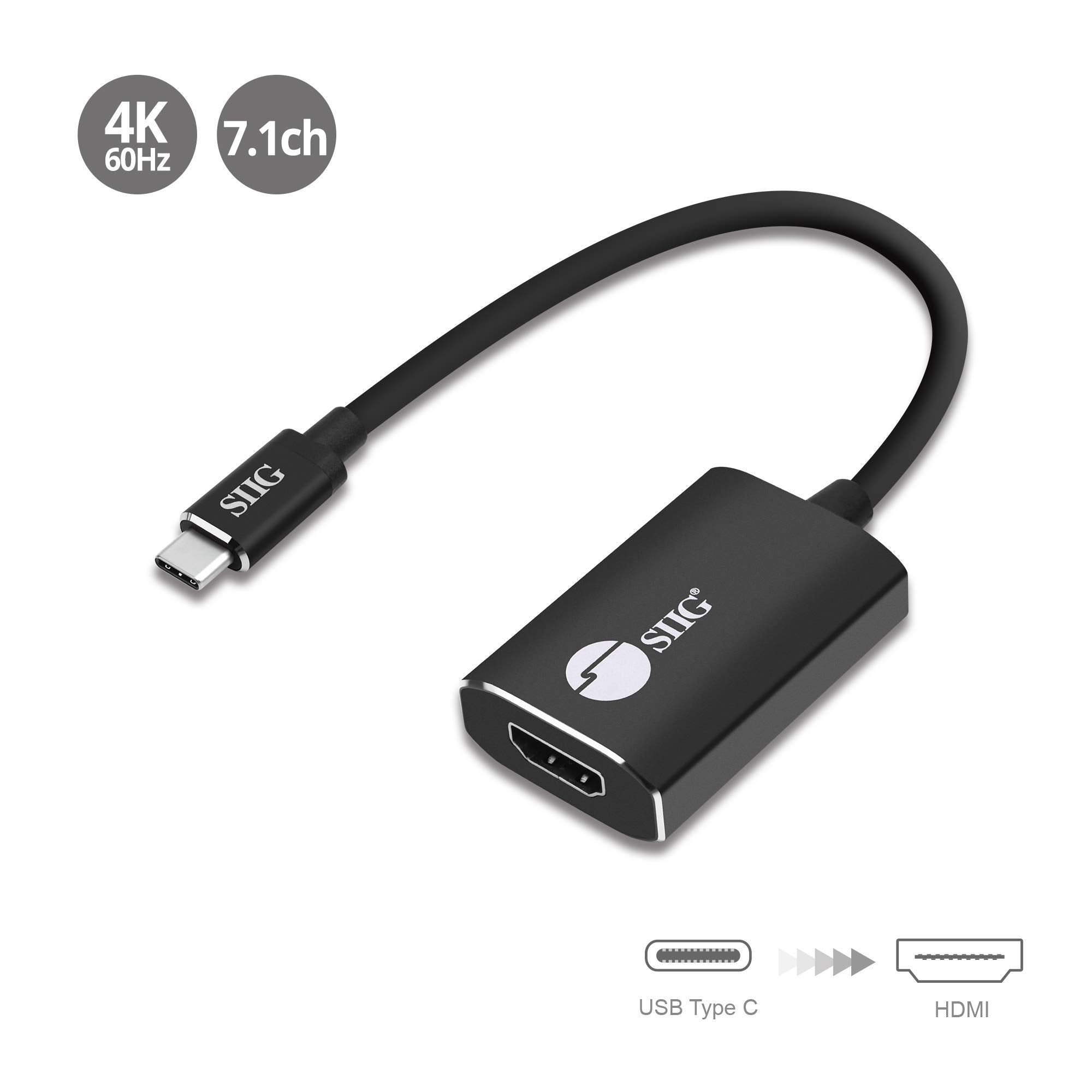 Siig Cb Tc0C12 S1 Usb Type C To 4K Hdmi Cable Adapter   Thunderbolt 3 Compatible   Male To Female Converter   Reversible Plug De
