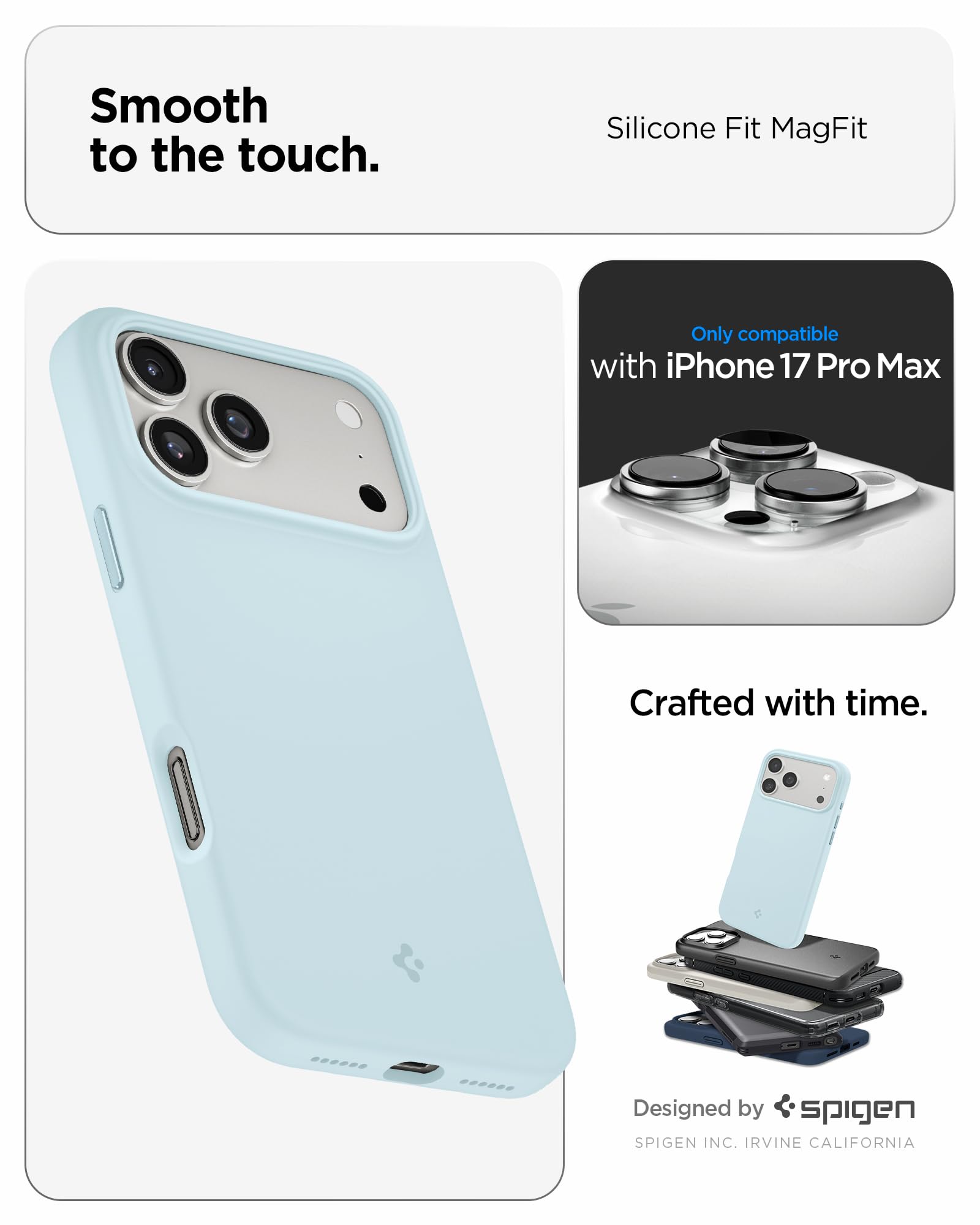 Spigen For Iphone 17 Pro Max Case, Silicone Fit Magfit [Compatible With Magsafe] - Mute Blue