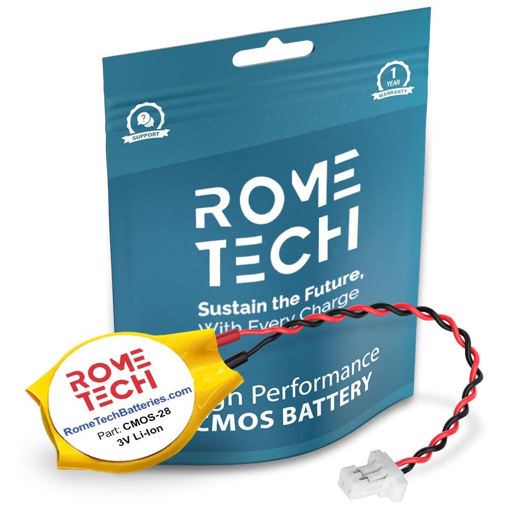Rome Tech Cr2032 Cmos Battery For Hp Probook 645 G2 / Dell Vostro 5320 / Hp Elitebook 8460P  Laptop Backup Bios Rtc 3V Cr 2032 Battery With 2 Wire Medium Cable Long Connector