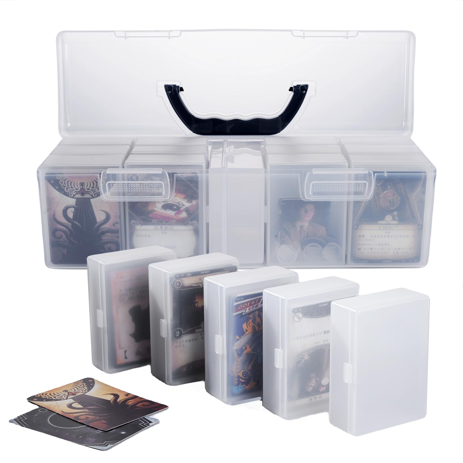 Jepisadi Trading Card Storage Box 900+ Baseball Card Box With 13 Independent Card Box,Each Holds 70 Cards Organizer Clear Displa