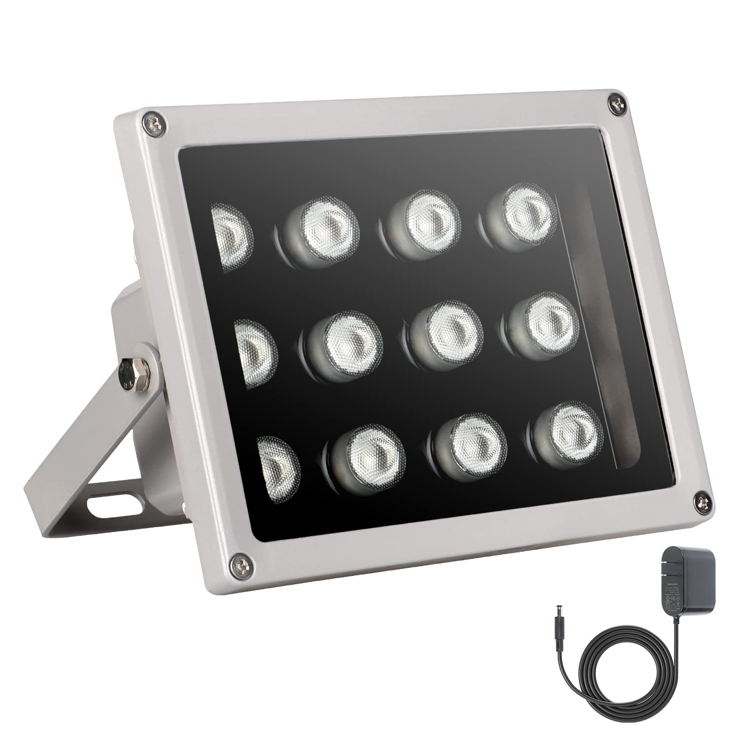 Univivi Ir Illuminator, 850Nm 12 Leds Wide Angle Ir Illuminator For Night Vision, Waterproof Led Infrared Light With 12V Dc Powe