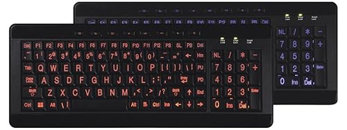 Imbaprice Large Font Print Usb Led Backlit Keyboard, Orange And Blue (Imba Lob Bkb)