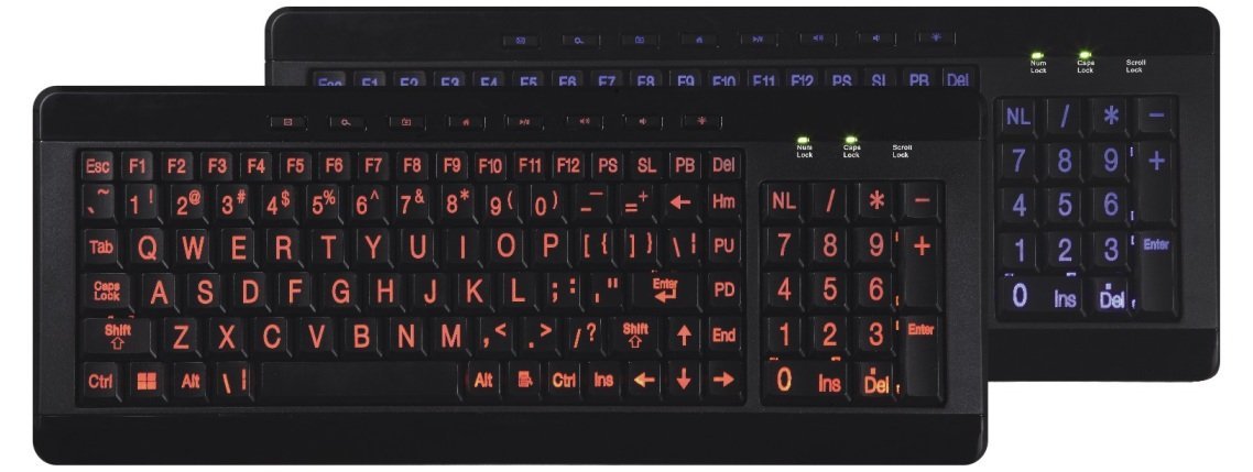 Imbaprice Large Font Print Usb Led Backlit Keyboard, Orange And Blue (Imba Lob Bkb)