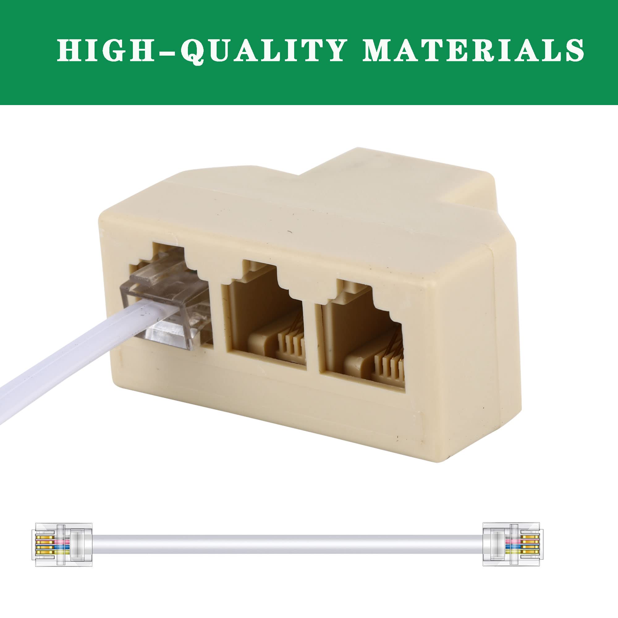 Phone Splitter Way Telephone Adapter Rj11 6P4C Female To Females For Landline And Fax  1Pack (3 Way)