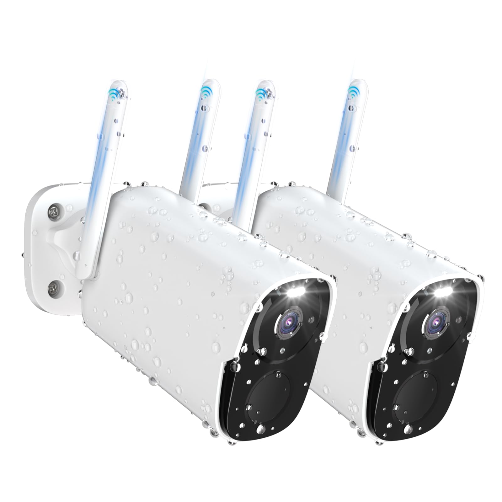 2Pc Security Cameras Wireless Outdoor, 2K Battery Powered Security Camera For Home, Wifi Camera Surveillance Indoor System With 