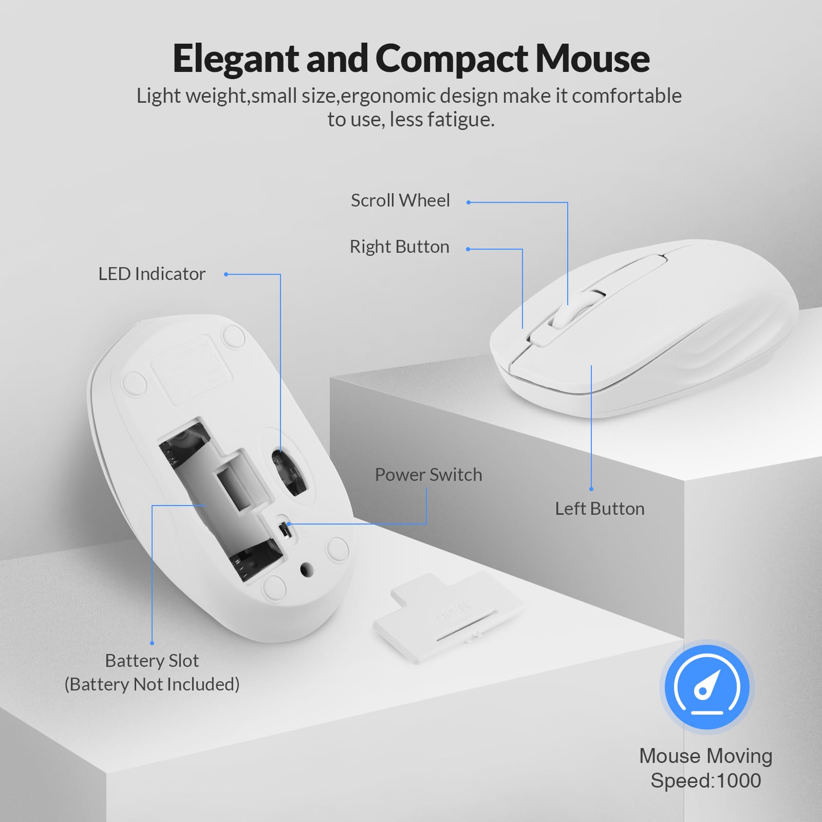 Wireless Keyboard And Mouse Combo - Rii Standard Office Pc Keyboard And Optical Wireless Mice (White)