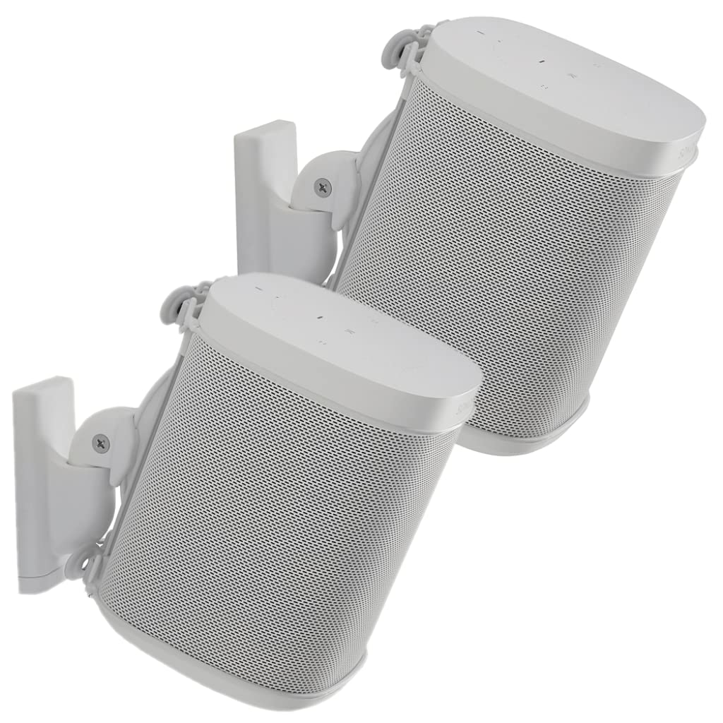 Sanus Adjustable Speaker Wall Mounts Designed For Sonos One, Play:1 & Play:3   Pair (White)
