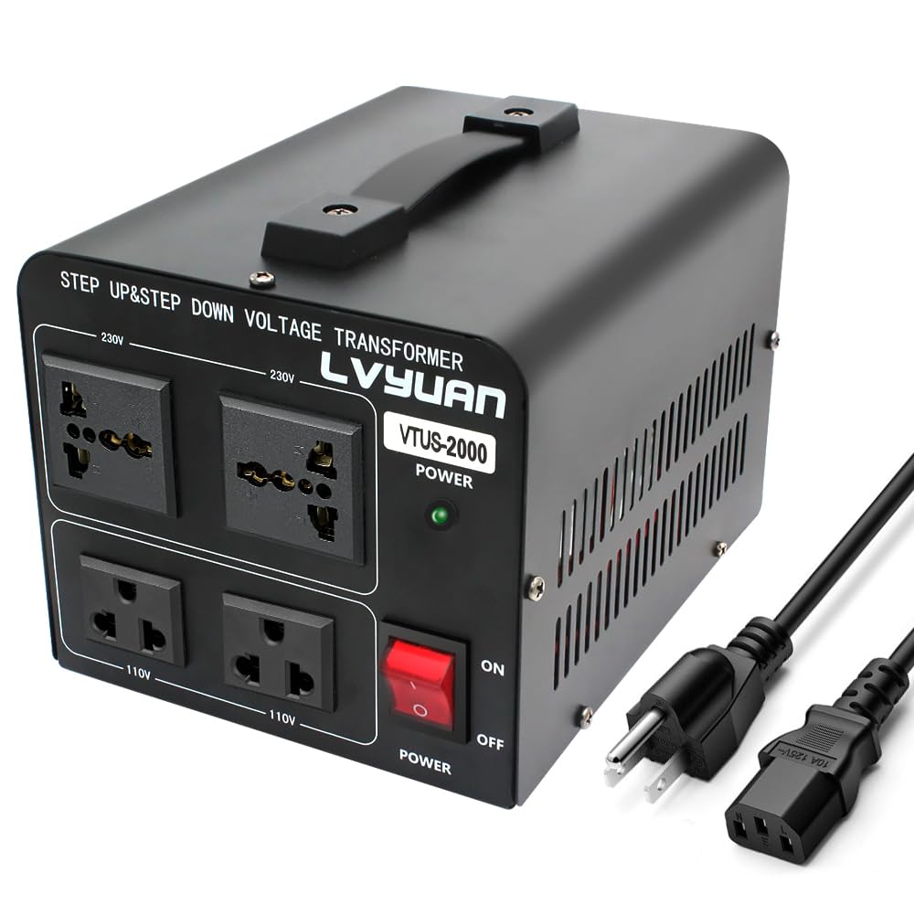 Yinleader 2000W Voltage Converter Transformer(110V To 220V Or 220V To 110V) 2000 Watt Step Up/Down Converter 110/120 Volt   220/240 Volt W/Us Power Cord,Circuit Breaker Protection (Vtus 2000)