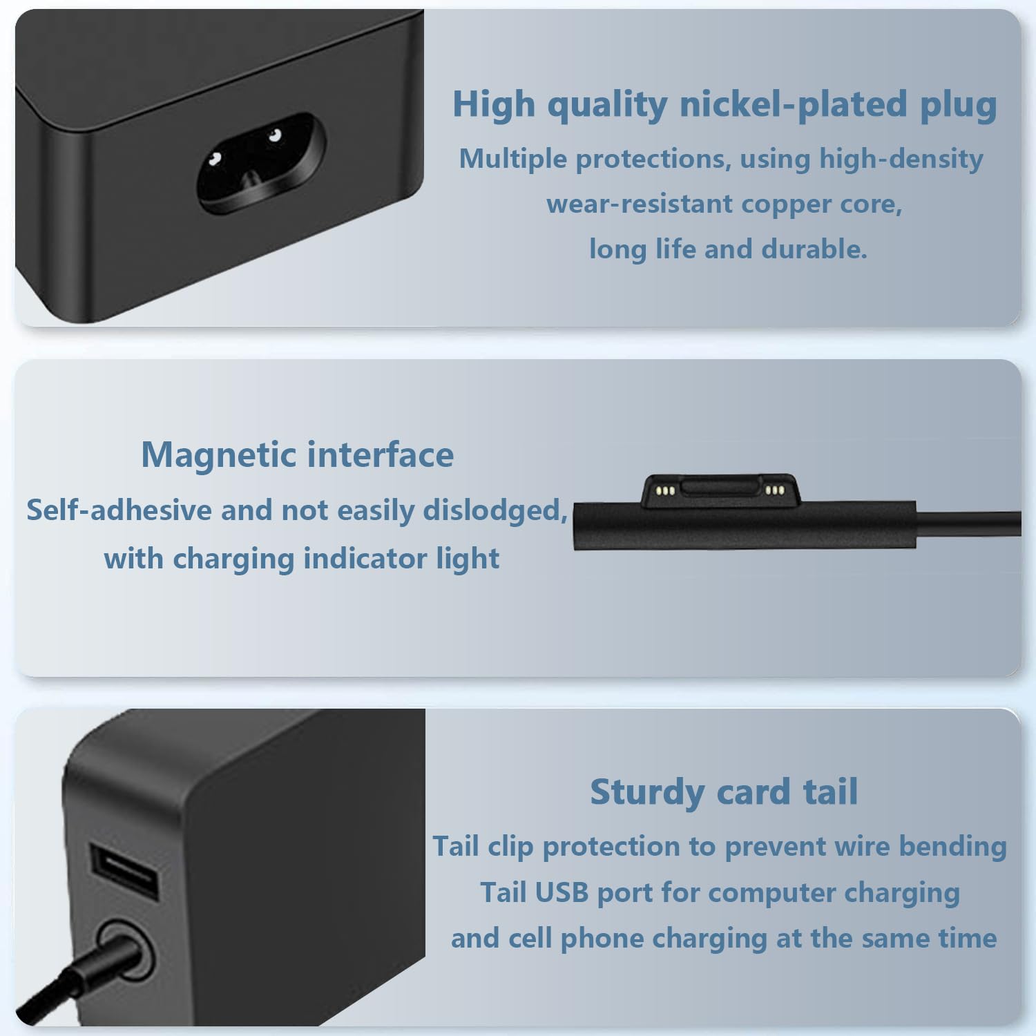65W 1706 Surface Pro Charger Fit For Microsoft Surface Pro 9 8 7+ 7 6 5 4 3 X Fit Model 1800 1943 1963 1625 1796 1769 1735 Lapto