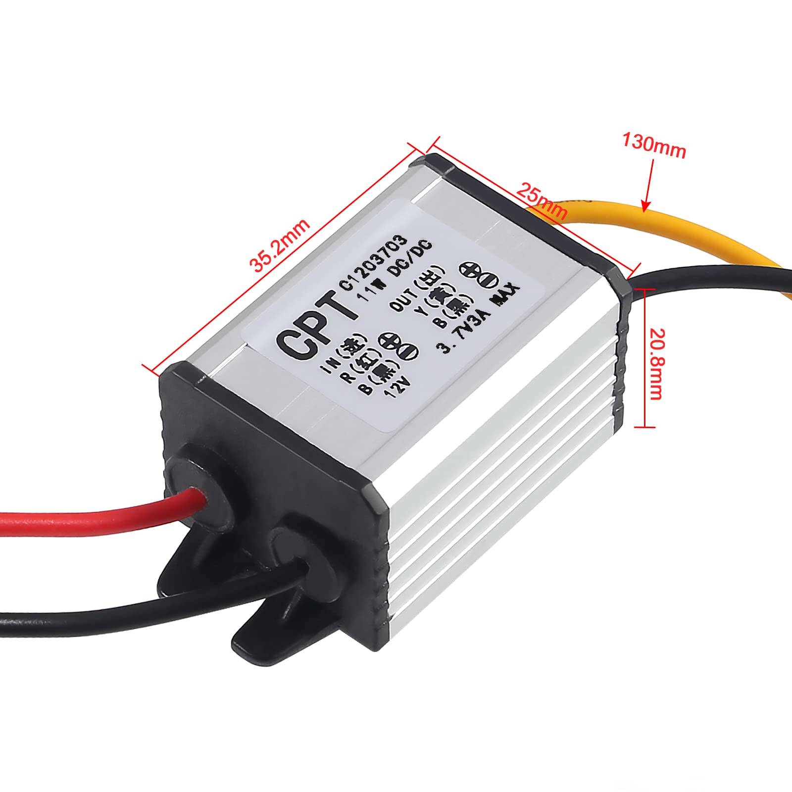2Pcs 12V To 3.7V Converter Dc Step Down Buck Voltage Regulator Power Supply Transformer Module 3A 11W Waterproof Car Power Conve