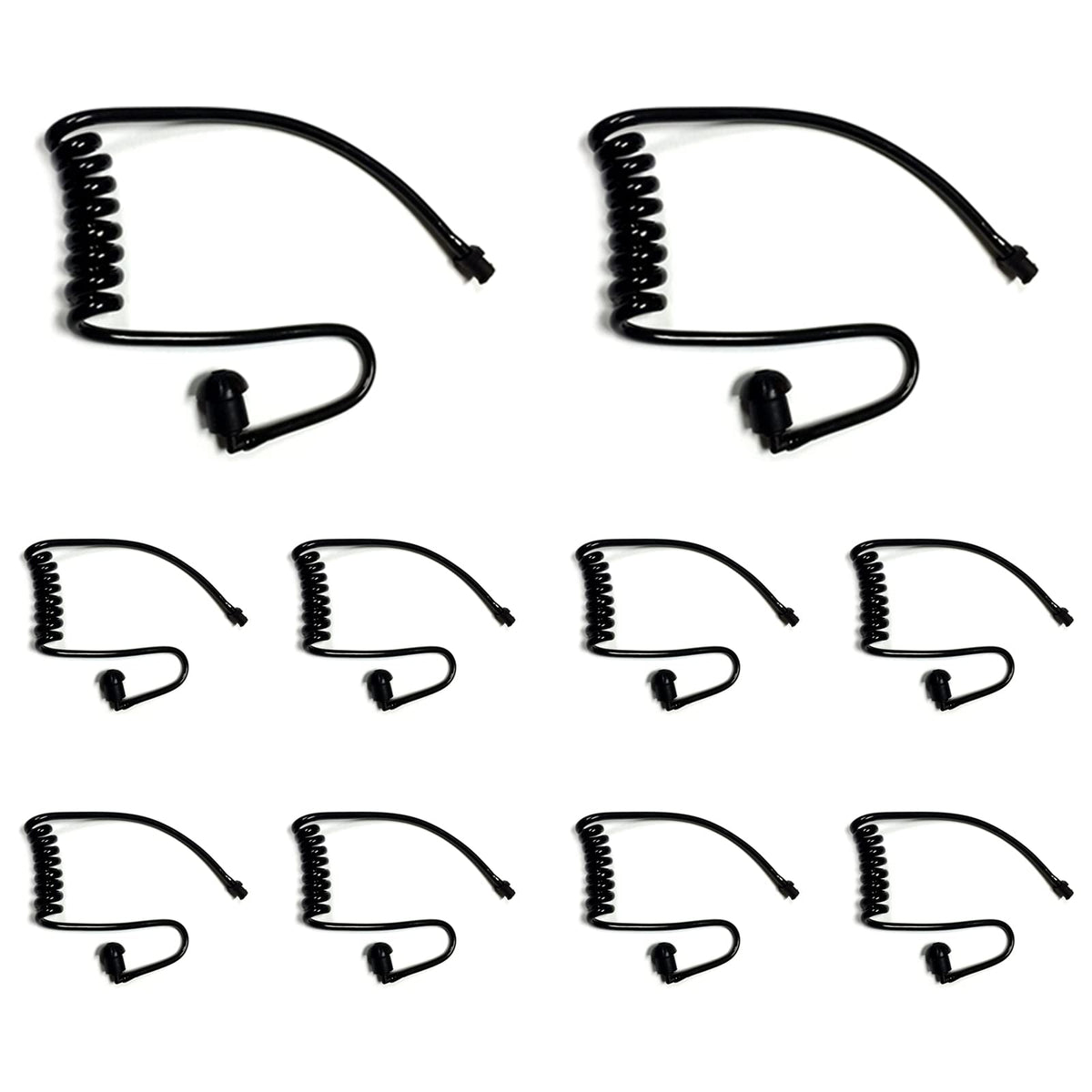 10 Pack Replacement Acoustic Coil Tube Walkie Talkie Earpieces For Baofeng Motorola Kenwood Retevis Midland Two Way Radios Headset Secret Spy Game Earpiece(Black)