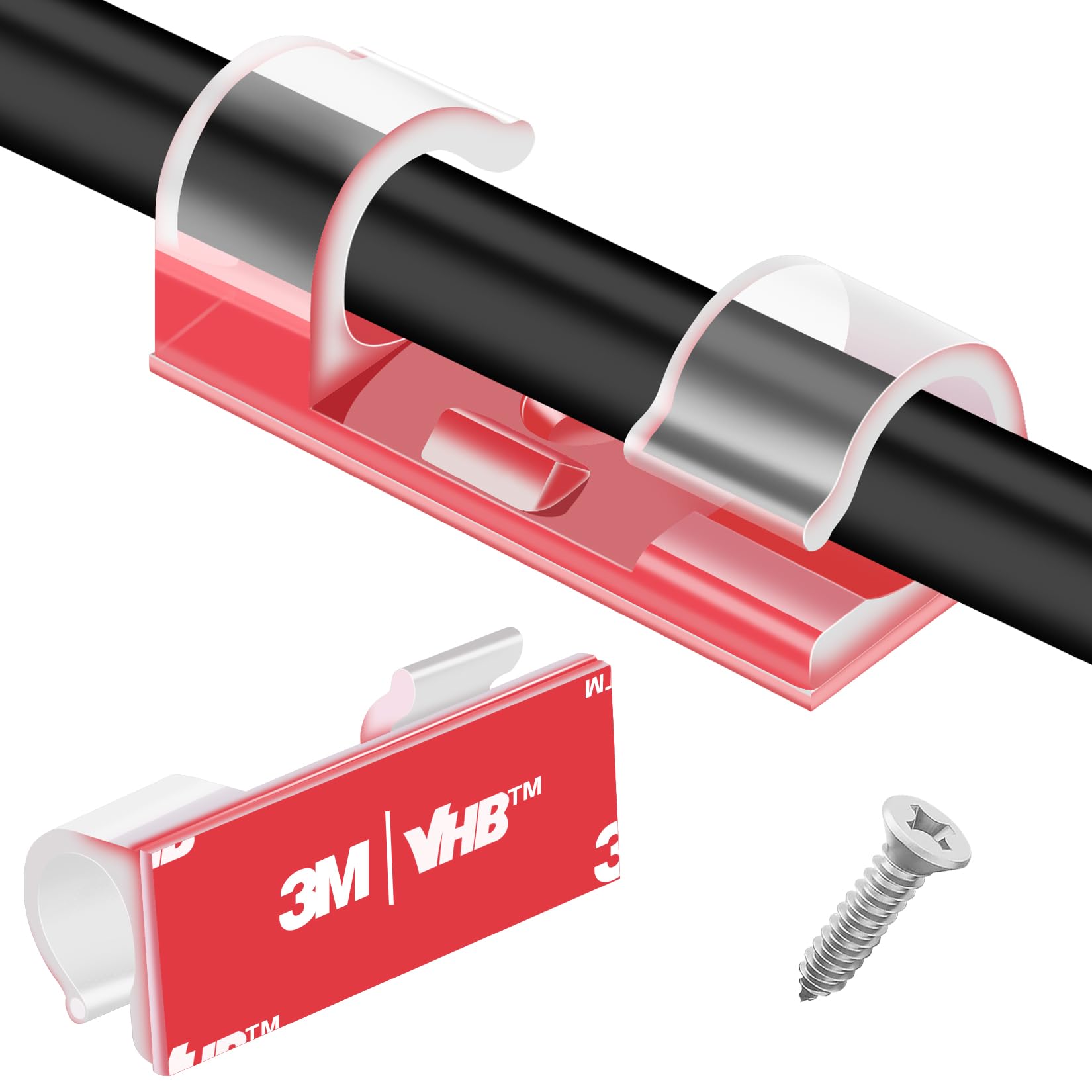 Xhf 35Pcs Large Self Adhesive Cable Clips Clear,Wire Clips Cable Management Wire Organizer Cord Holder For Under Desk, Car, Wall