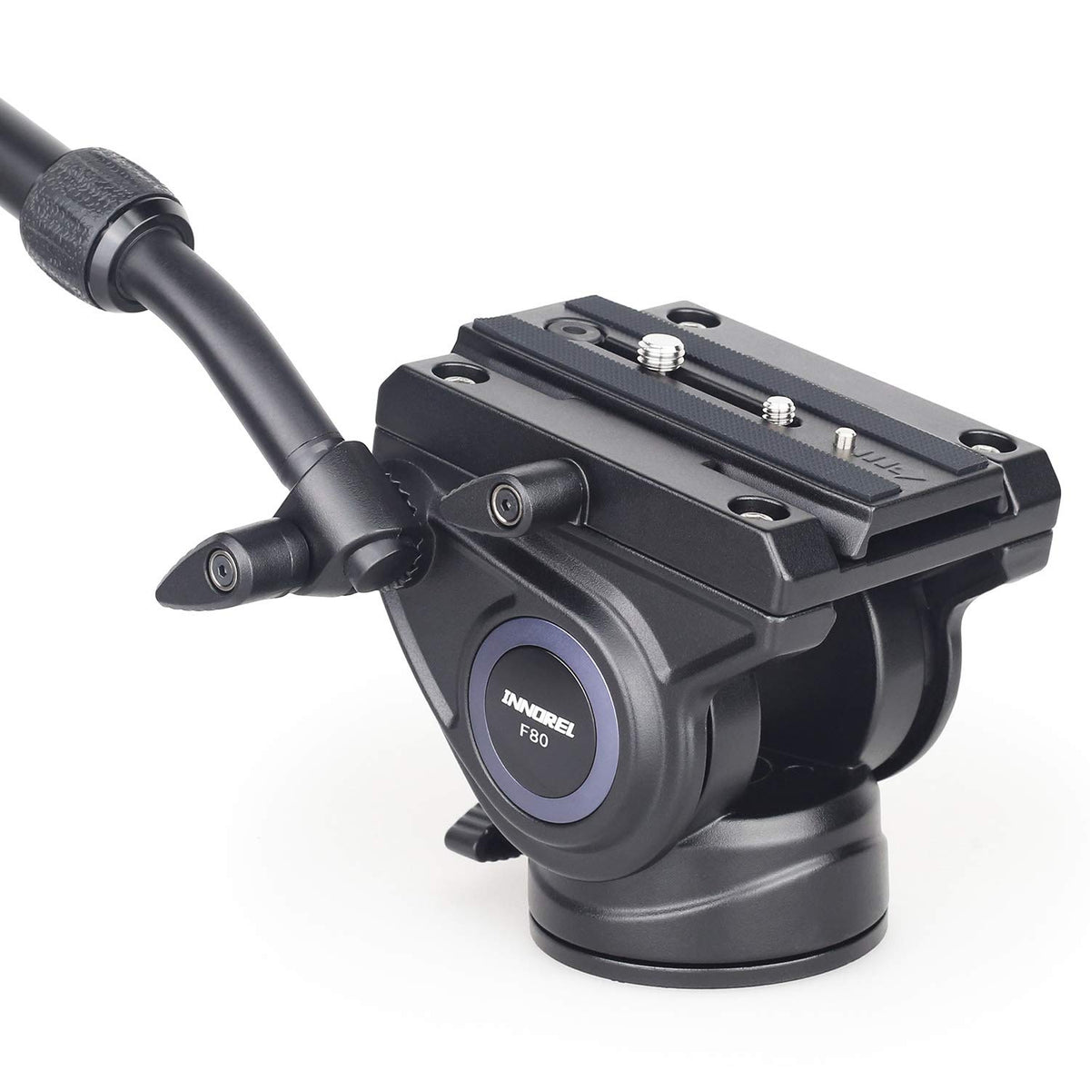 Heavy Duty Tripod Fluid Head Innorel F80 Drag Pan Cameras Video Fluid Head With 1/4 And 3/8 In Screws Sliding Plate Cnc Professional Panoramic Max Load 26.5Lb/12Kg For Dslr Camcorders Shooting Film