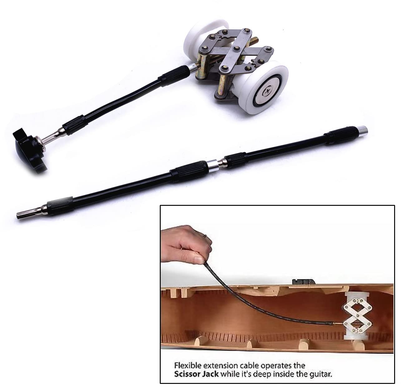 Jiayouy Guitar Brace Repair Jack Tool Telescoping Jack For Sound Beam Support Range Of Adjustment 2.5'' To 4.7'' (White)