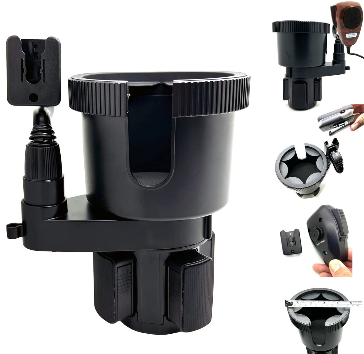 Lycogear Adjustable Car Drink Cup Holder Organizer Expander Mount W/Universal Ham Cb Radio Microphone Mic Hanger Holder For Ther