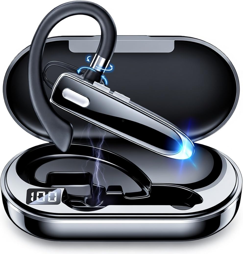 Wireless Single Ear Bluetooth V6.1 Headset, Business Earpiece with Mic
