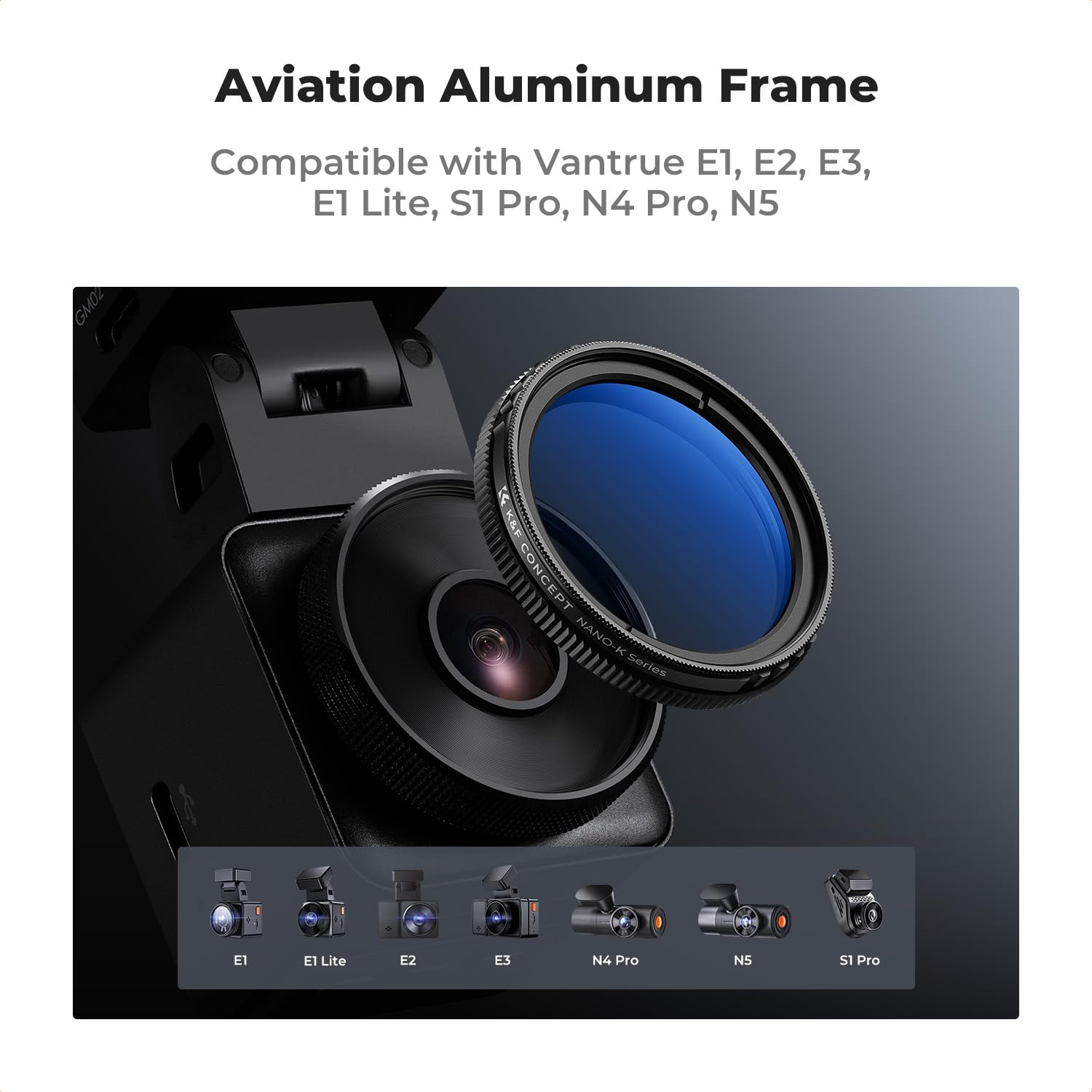 K&F Concept 40mm Ultra-Slim CPL Circular Polarizer Dashcam Filter for Vantrue N5 N4 Pro S1 E1 E2 E3 - Optical Glass Aluminum KF01.2677