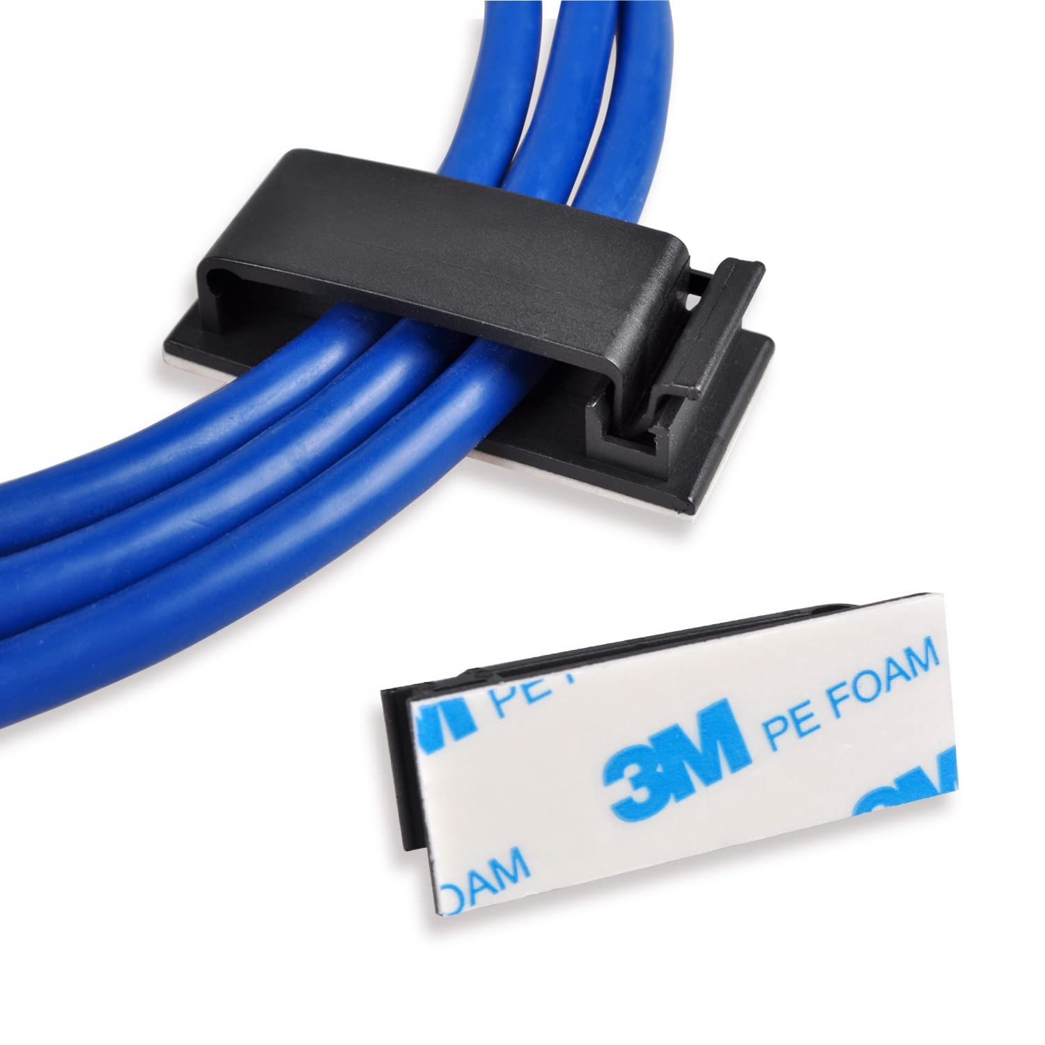 Cable Clips, Ethernet Cable Organizer, Conwork Adhesive Wire Management Clamps, Desktop Cord Holder Hider, Charging Cable Drop O