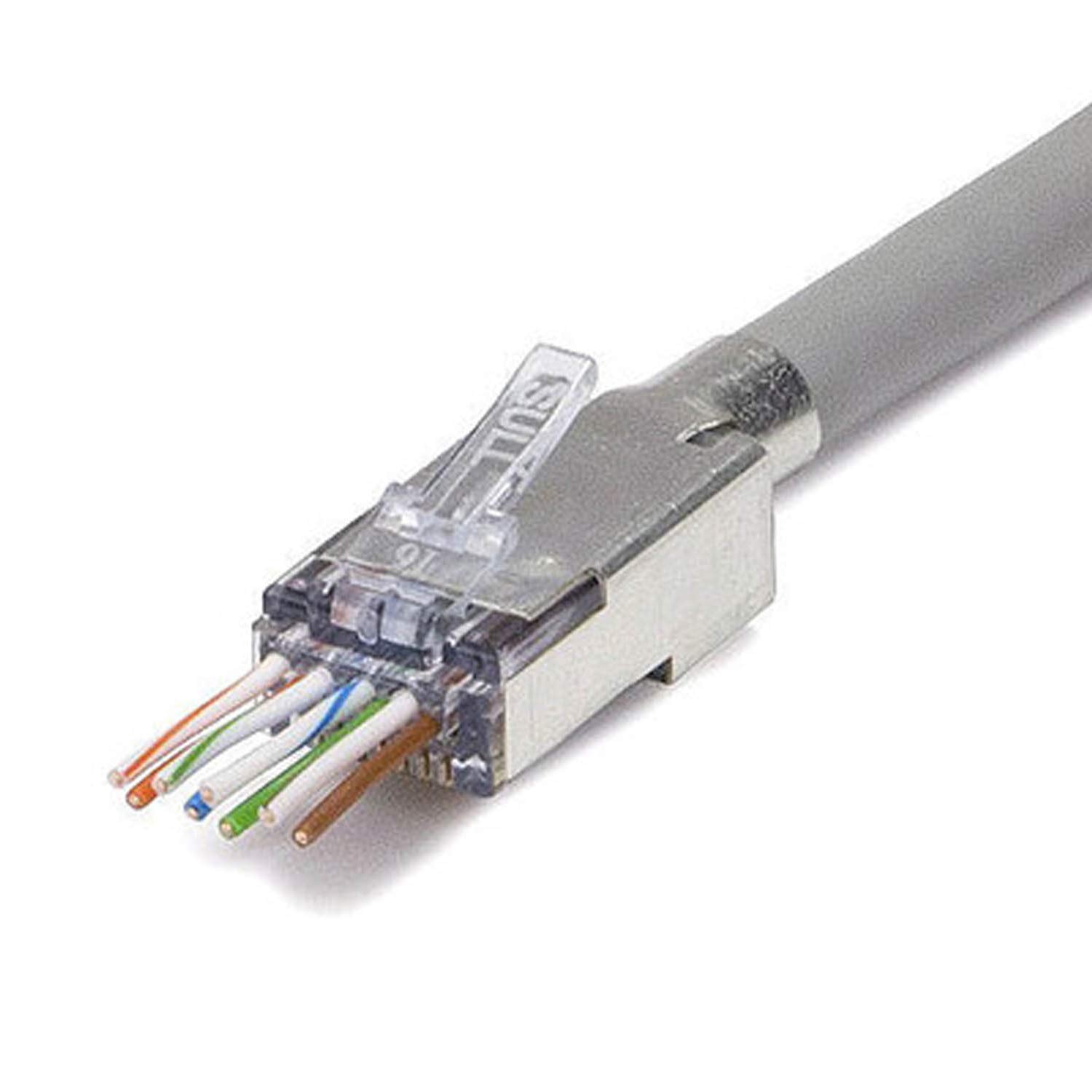 Platinum Tools Ezex48 Shielded RJ45 External Ground Connectors 100/Bag Accessory Box (105029)