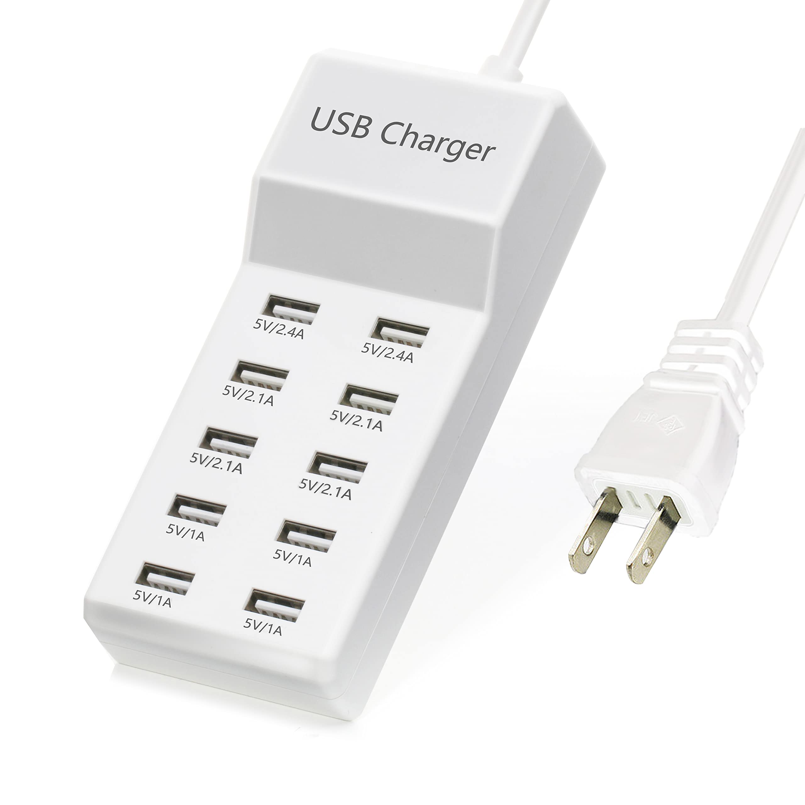 Wyssay 50W 10-Port USB Charging Station for iPhone 15/15 Pro/15 Pro Max/15 Plus/14/13/12/11/Xs Max/XR/X/SE White
