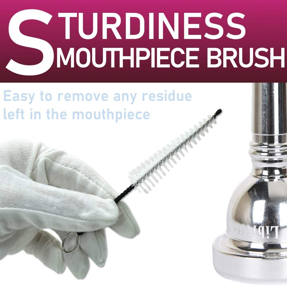 Libretto Trombone All Inclusive Care Kit: Flexible Bore Brush + Mouthpiece Brush + Slide Oil+ Microfiber Cleaning Cloth + Slide