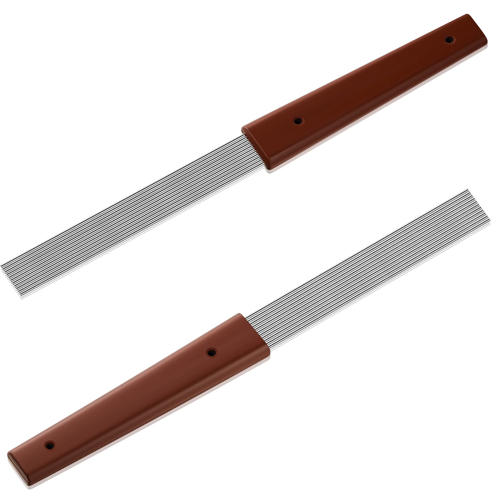 Yeshone 2 Pcs Guira Dominicana Guiro Comb 12 Inch Professional Guiro Instrument Scraper Stainless Steel Percussion Equipped with