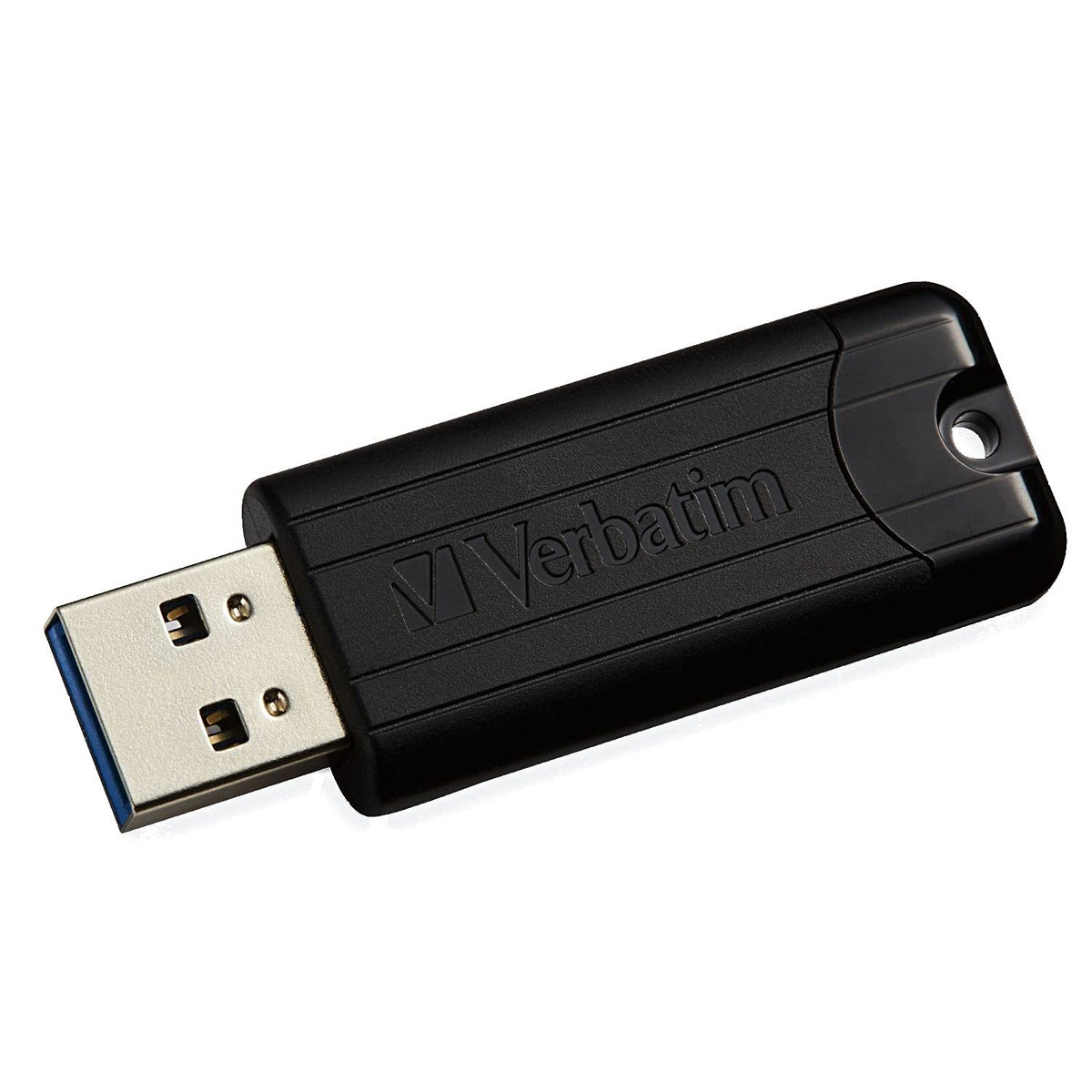 Verbatim 128Gb Pinstripe Usb 3.2 Gen 1 Flash Drive Retractable Thumb Drive With Microban Antimicrobial Product Protection  Black