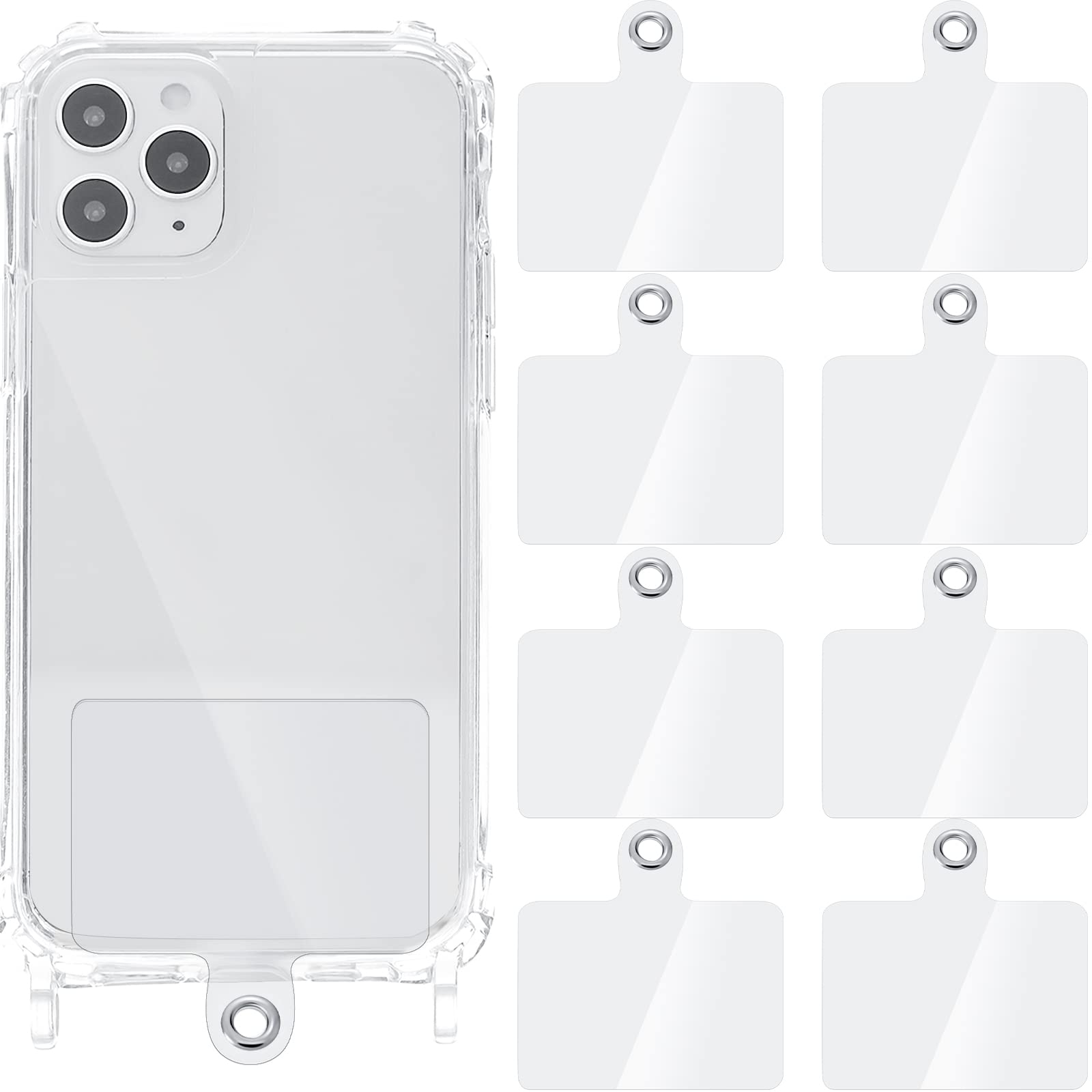 8 Pieces Phone Lanyard Patch Universal Phone Tether Plastic Phone Tether Tab Phone Case Lanyard With Metal Ring Compatible Cellp