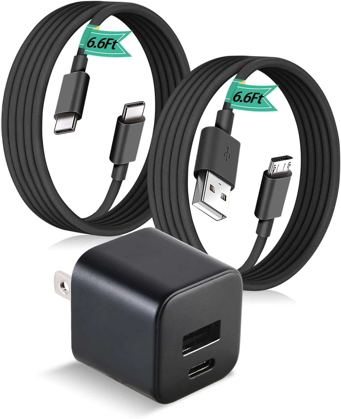 15W Fast Charger For All Kindle Fire Tablets With 6.6Ft Usb C And Micro Cable (Designed For Use With All Fire Tablets And All Ki