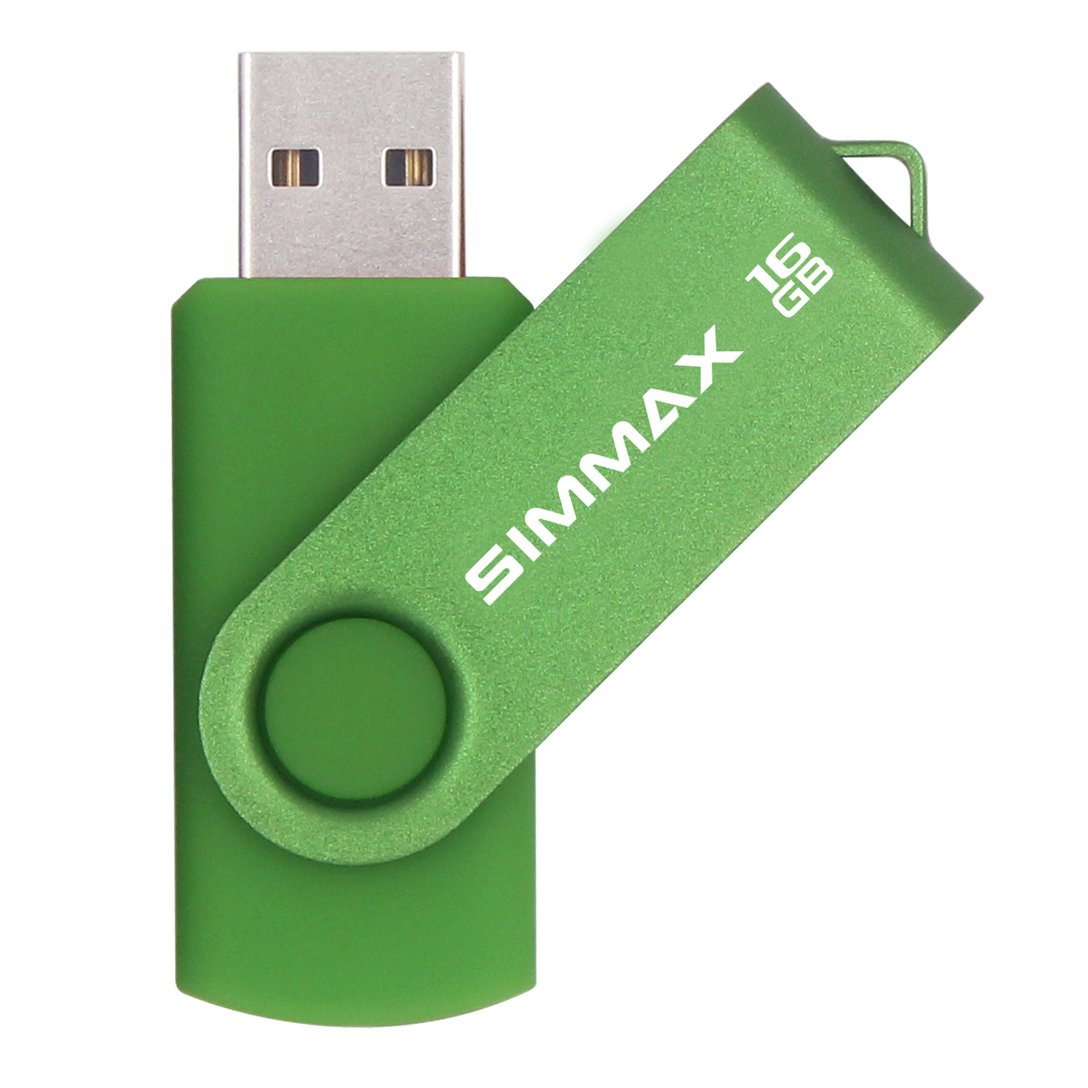 Simmax Usb Flash Drives 2 Pack 16Gb Memory Stick Swivel Design Usb 2.0 Flash Drive Thumb Drive Zip Drives (16Gb Blue Green)