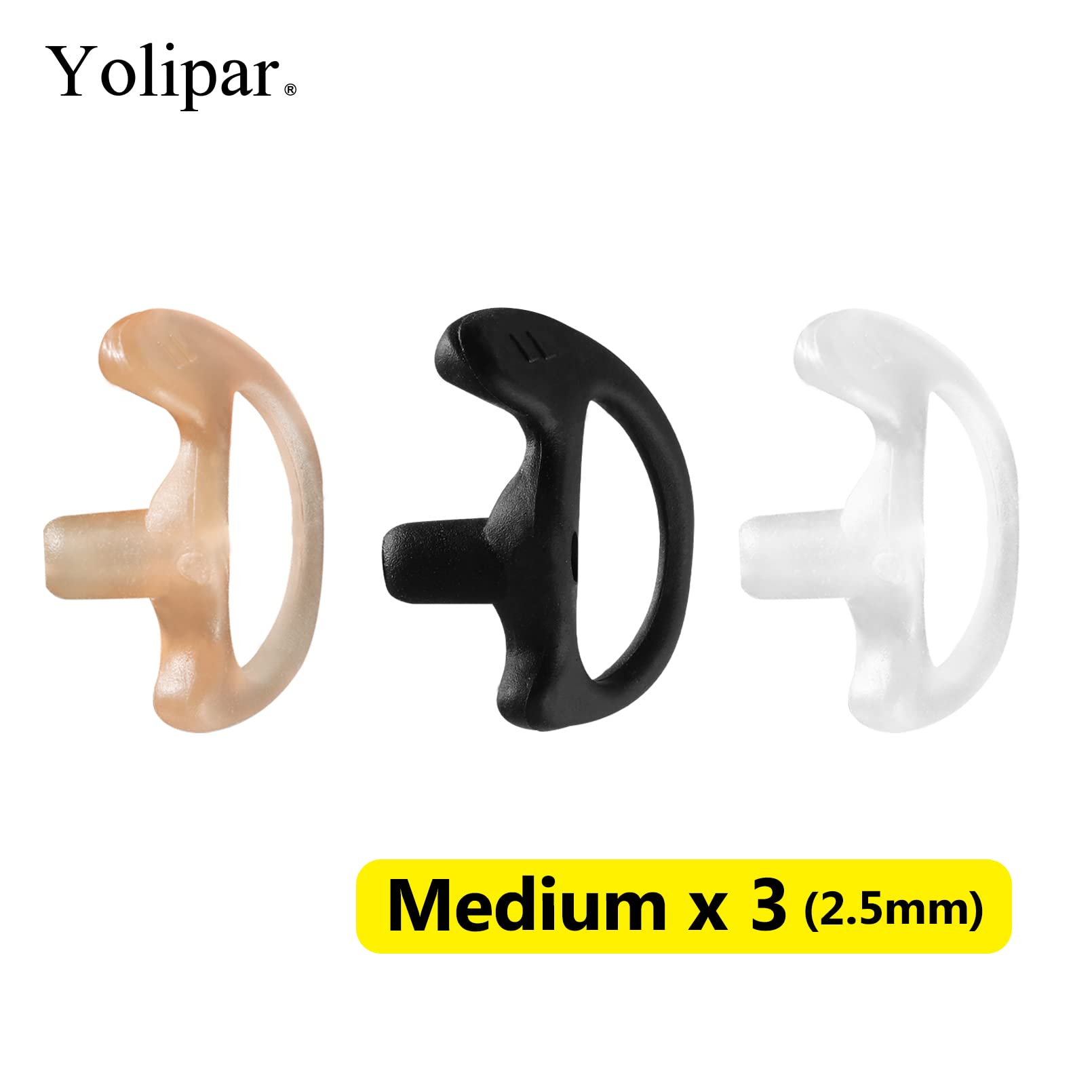 Yolipar Replacement Soft Silicone Eardud Earmold For Walkie Talkie Audio Kit Air Acoustic Tube Earpiece Headset (Three Colour, M