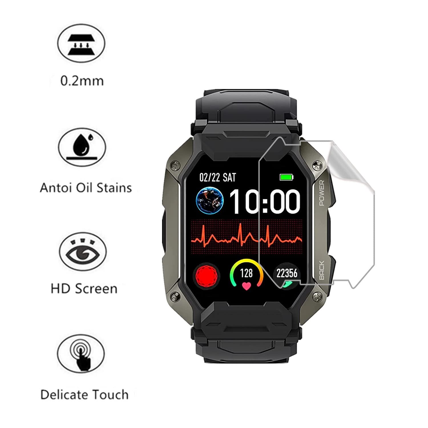 Aemus Compatible For Amaztim C20 Smart Watch Screen Protector (4 Pack) Hd Pet Film, Compatible For Kospet Tank M1 Pro/Carbinox T