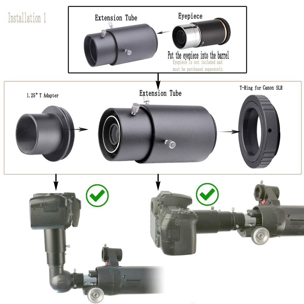 Starboosa Variable Extension Telescope Camera Adapter   For Canon Slr Cameras Connected To Telescopes   For Prime  Focus Or Eyepiece Projection Photography