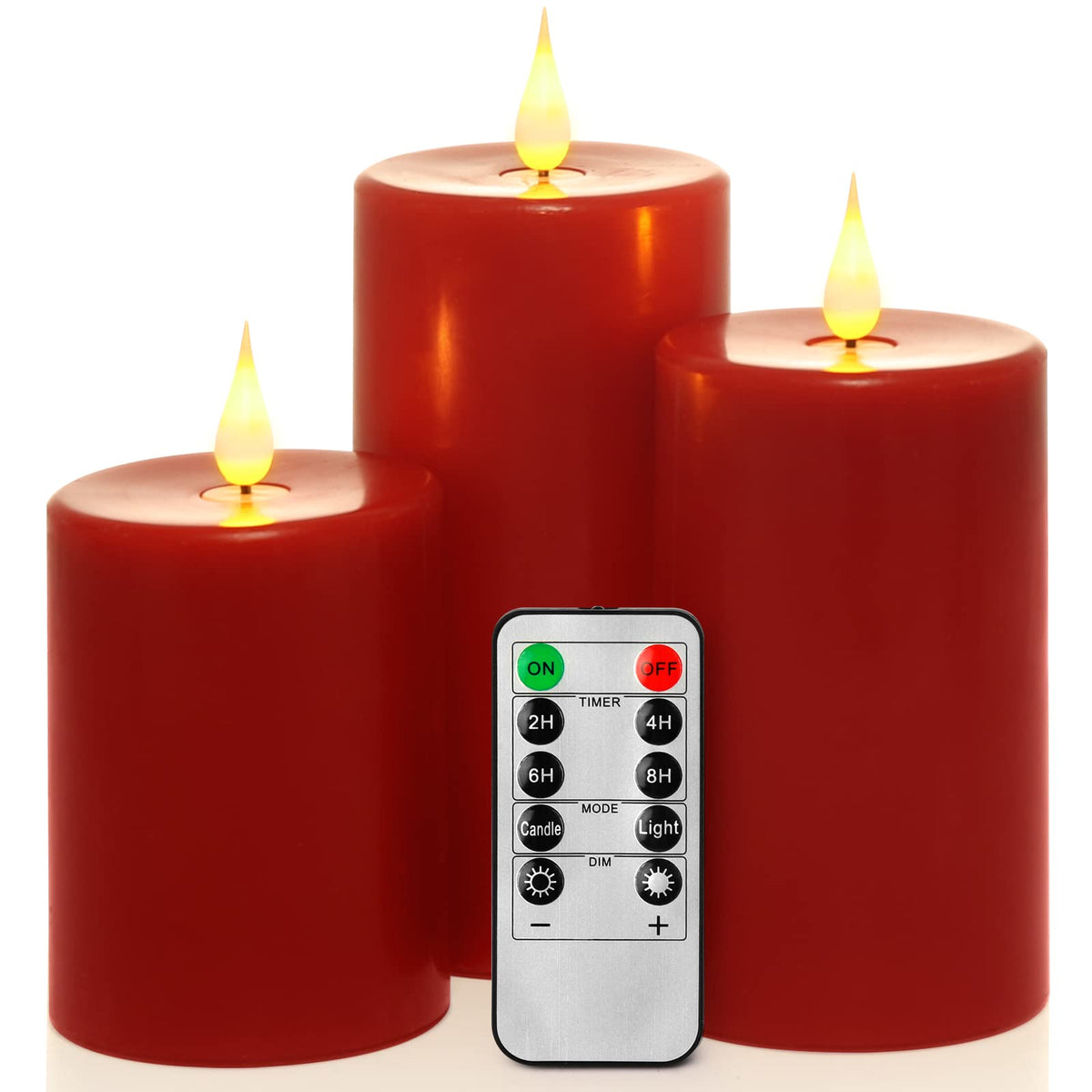 Enpornk Flameless Led 4/5/6-Inch Drip-Less Wax Pillar Candles - Real Wax & Real Flickering Candle Motion - With Remote 24-Hour T