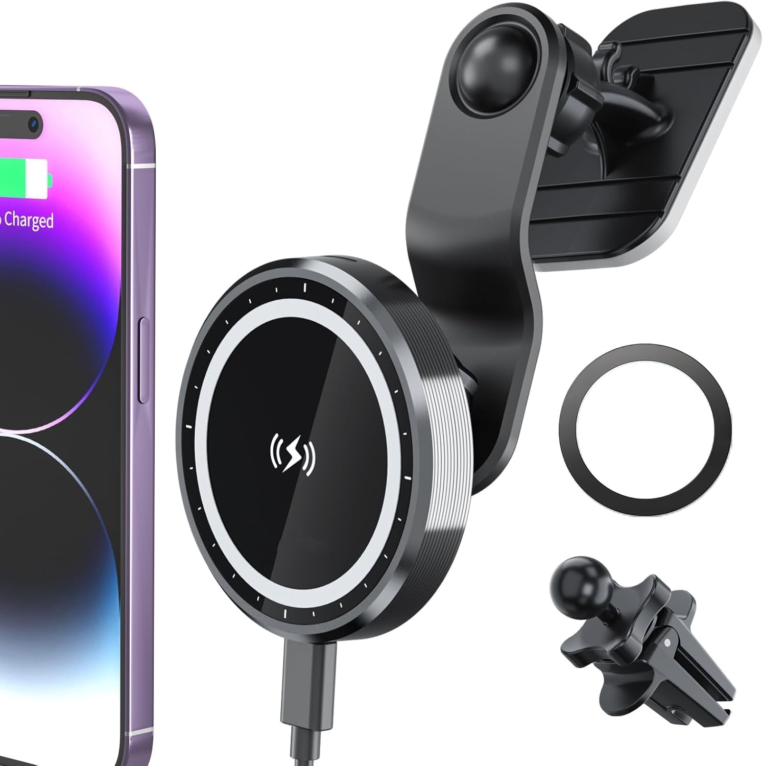 For Magsafe Car Mount Wireless Charger, Super 15W Fast Charging Compatible With Iphone16/15/14/13/12 /Pro/Max/Plus/Mini, Lengthe