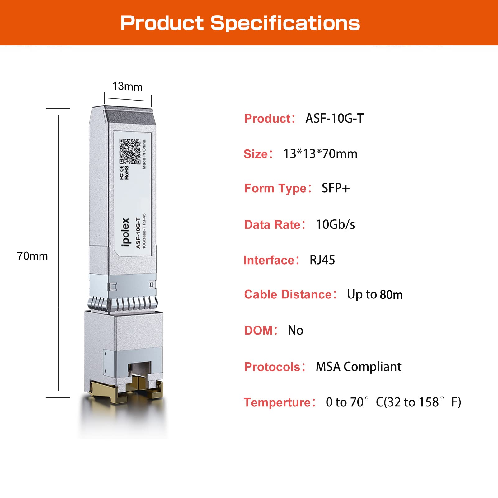 Ipolex 10G Sfp+ Rj45 Copper Transceiver, 10Gbase-T Rj-45 Sfp+ Module, Up To 80 Meters For Cisco, Ubiquiti Unifi, Mikrotik, Forti