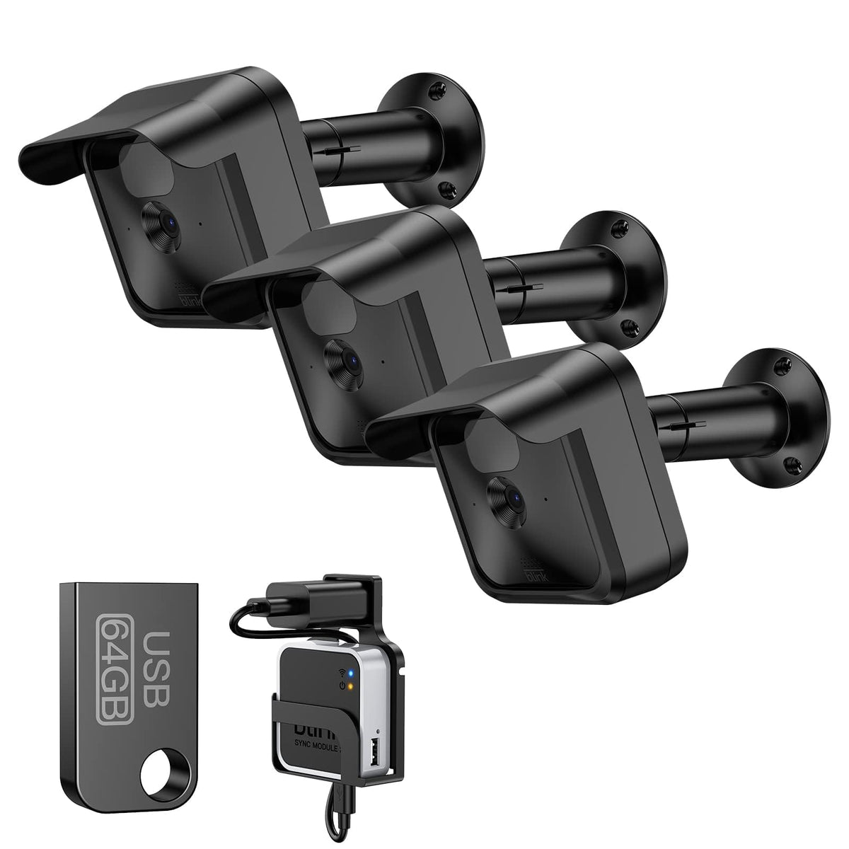 3 Pack Ayotu Protective Covers For Blink Outdoor 3 (3Rd Gen) + 64Gb Flash Drive Outlet Mount Bundle   Home Security Accessories