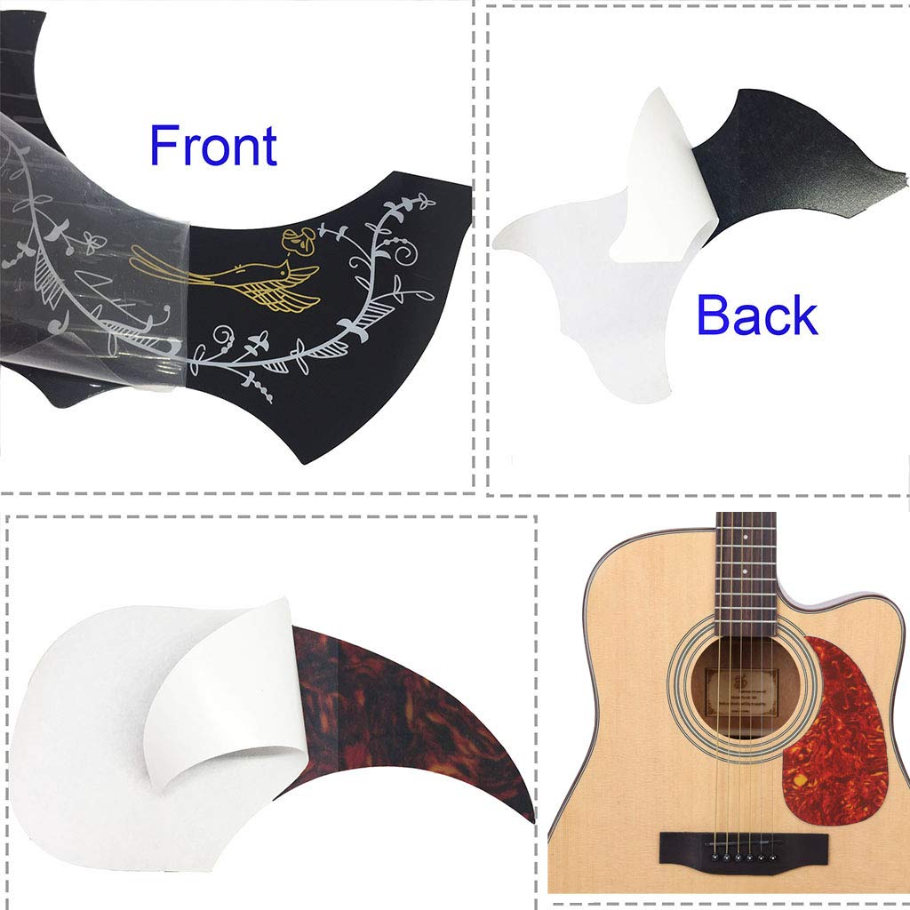 Pakala66 Acoustic Guitar Pickguard Pack Of 5, Hummingbird And Water Shaped Self Adhesive