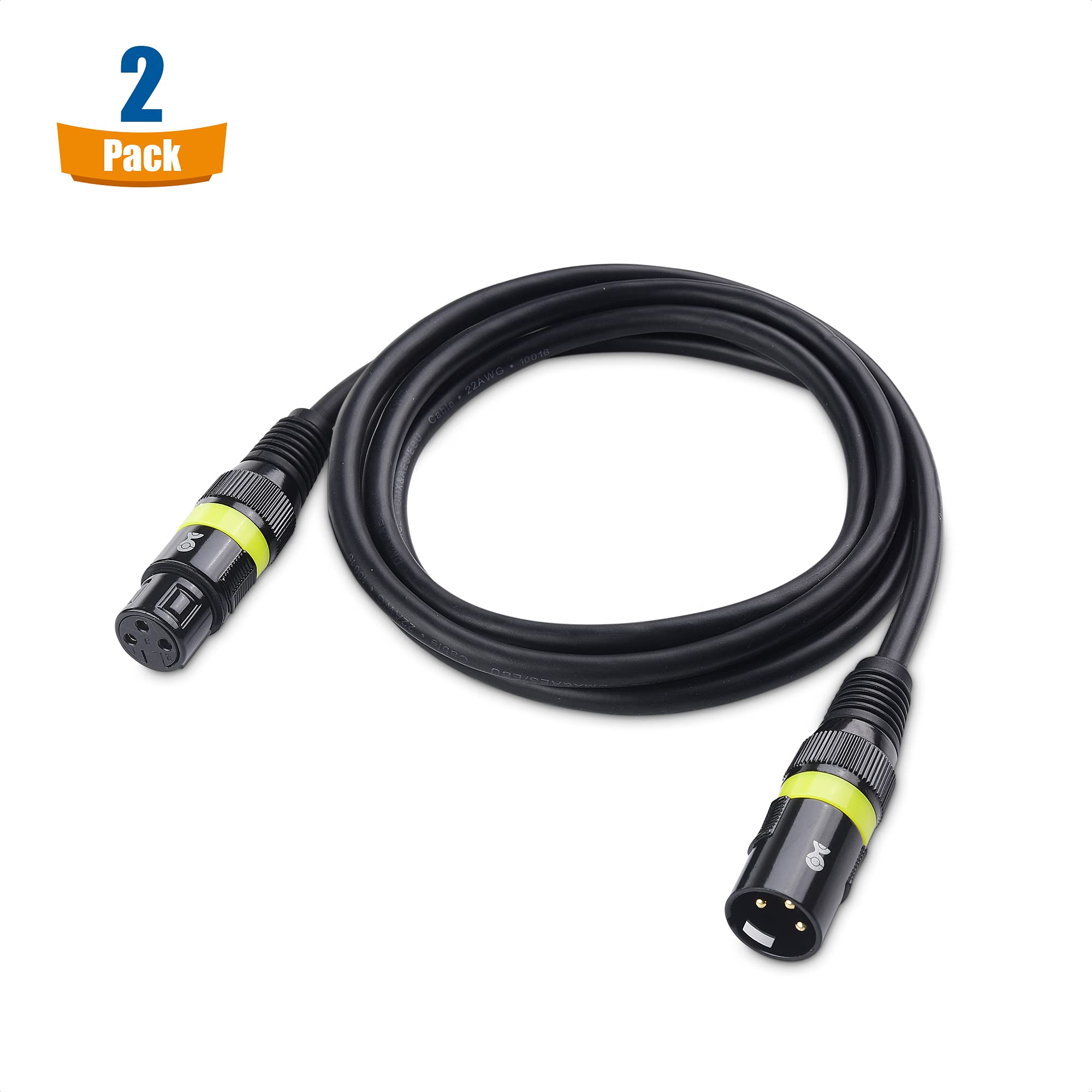 Cable Matters 2 Pack 22Awg Stage Light Dmx Cable 6 Ft / 1.8M With 3 Pin Xlr Connector