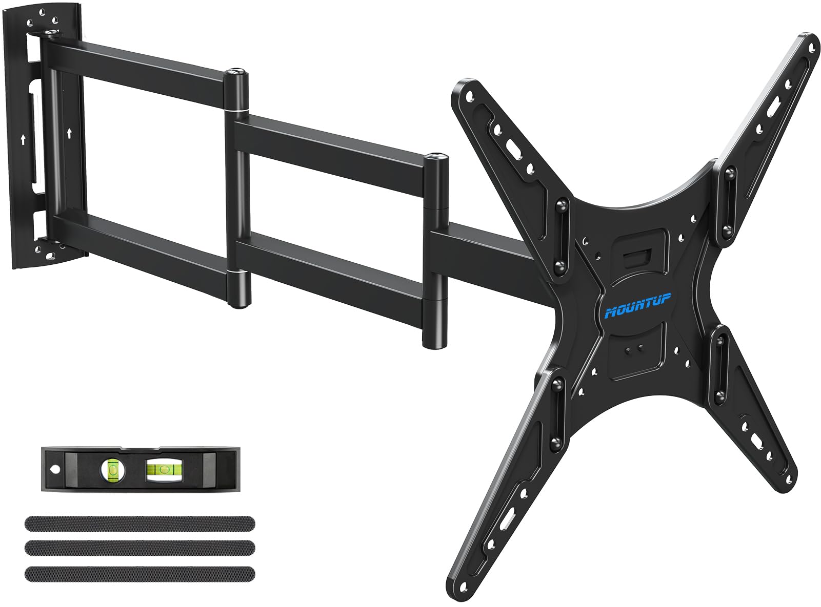 Mountup Long Arm Tv Wall Mount For Most 26 65 Inch Tvs, Corner Tv Mount With 37.4 Inch Extension Arm, Smooth Swivel Tilt Single
