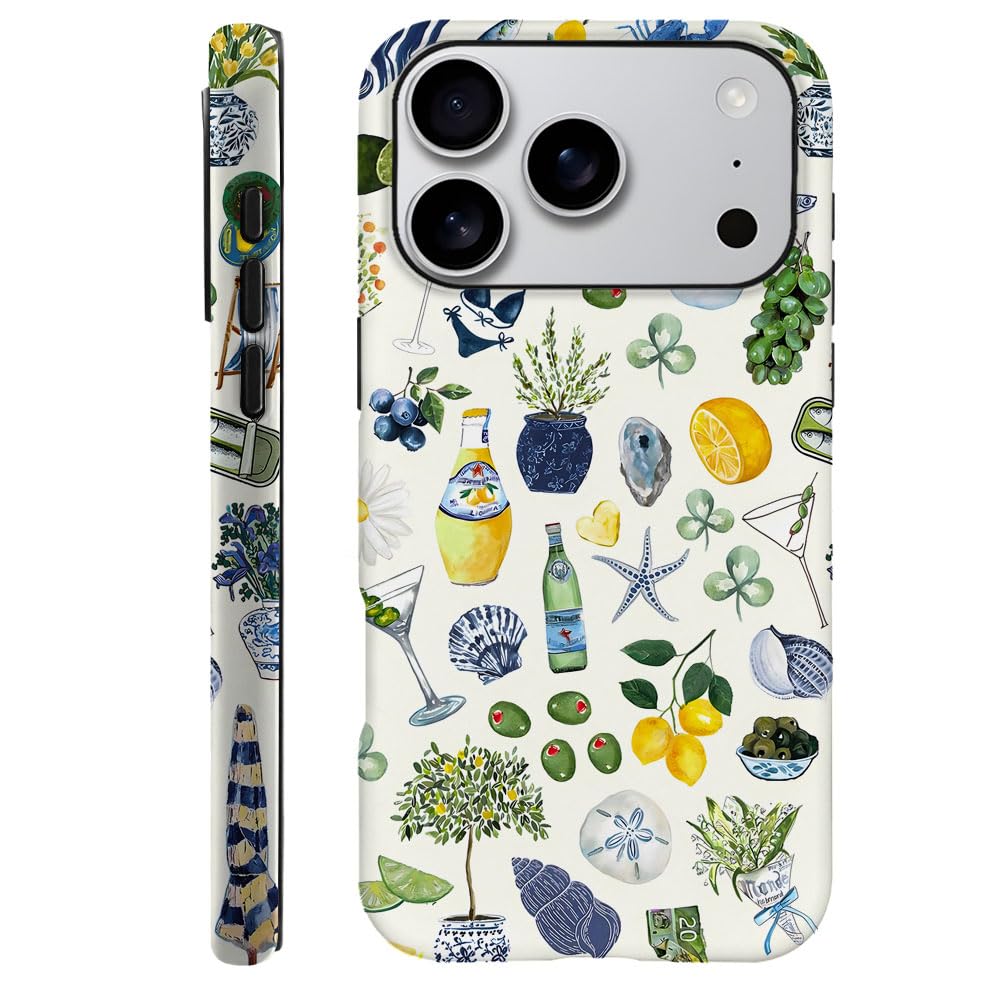 Compatible with iPhone 17 Pro,Durable & Shockproof Phone Case Cover Design - Green Collage Starfish Beach Plants