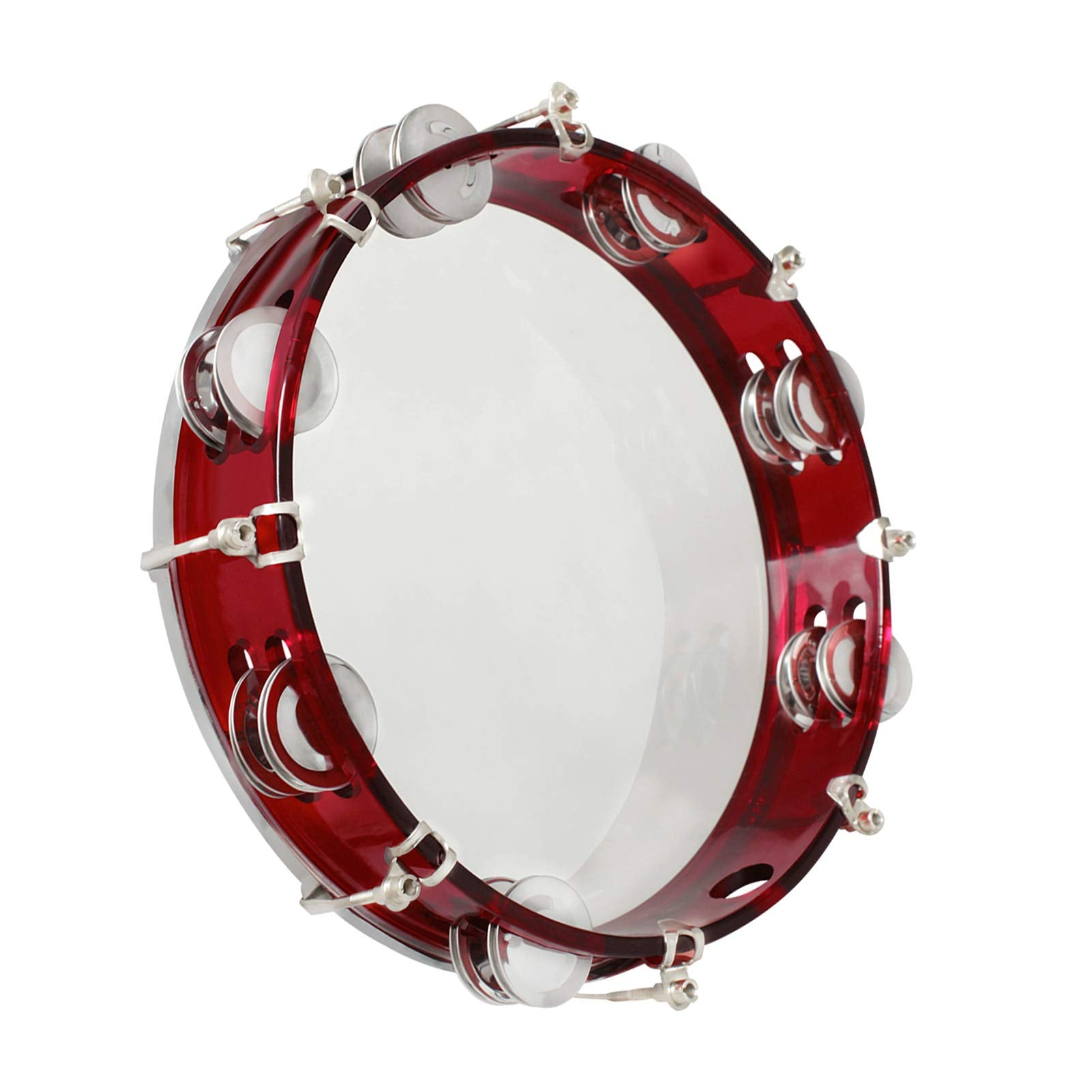 EXCLUZO 10 Inch Handheld Tambourine Double Row Tambourine Drum Set Percussion Instrument Musical Educational Toy Instrument for 