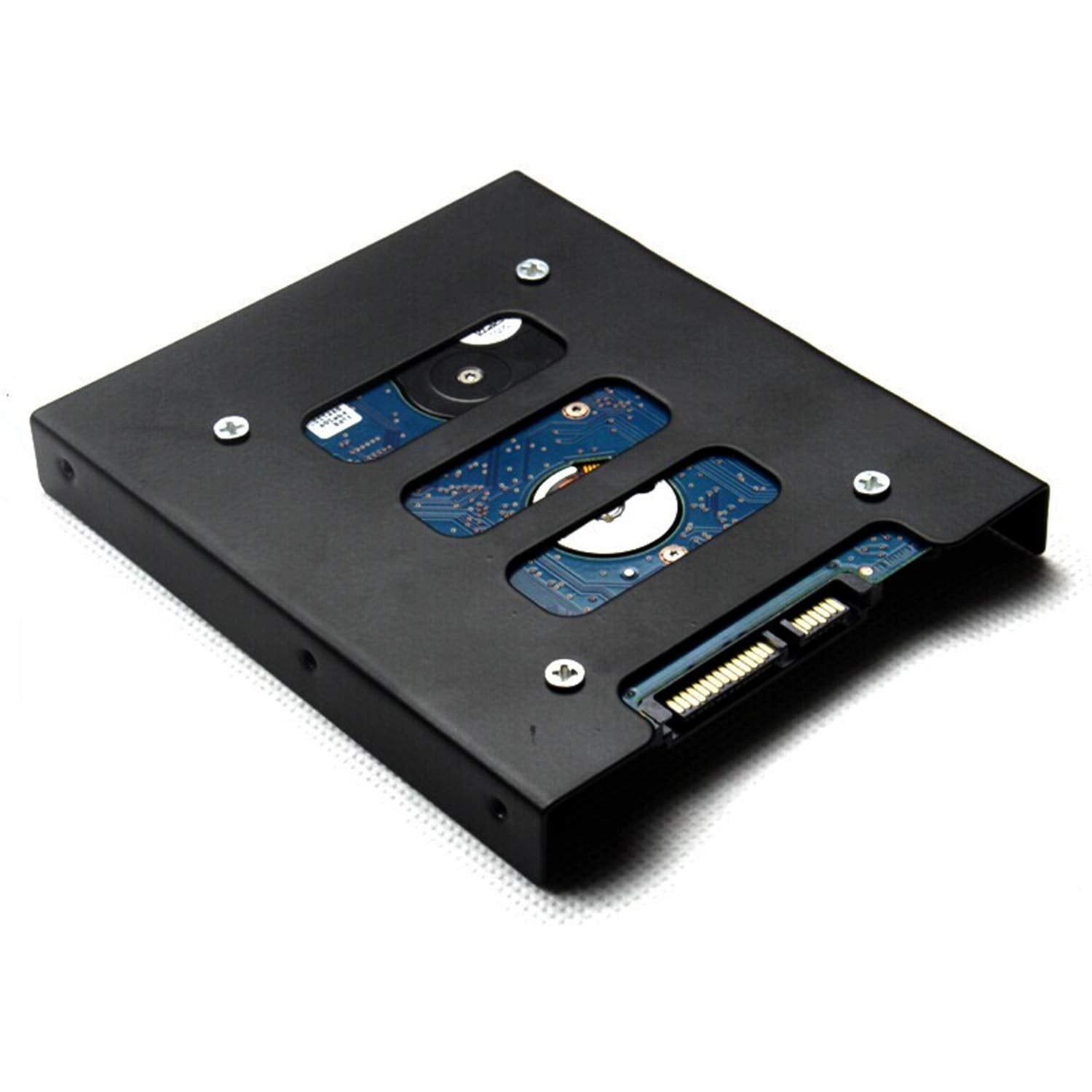 Saisn Hdd Ssd Mounting Bracket 2.5 To 3.5 Adapter Hard Drive Holder (Single Drive, 2 Pack + Blue Sata Iii Cables)